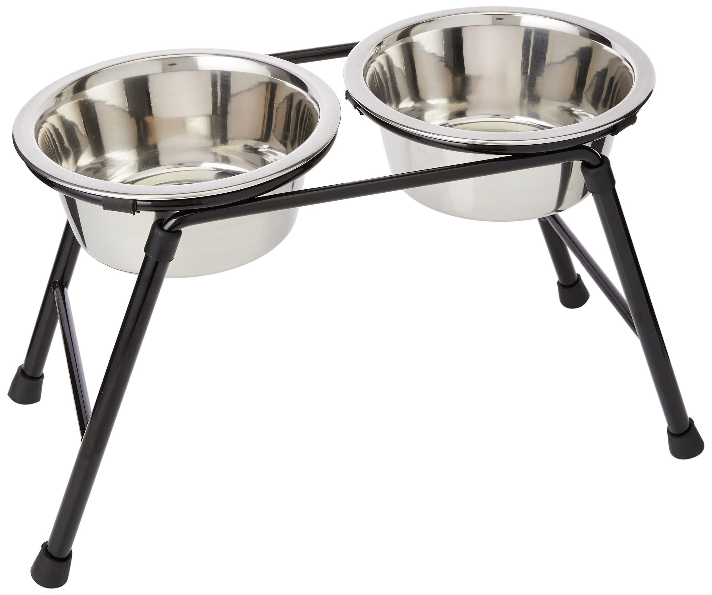 CLASSIC Double Raised Pet Feeder Stand - 220mm Height | 2 x 900ml Stainless Steel Dishes