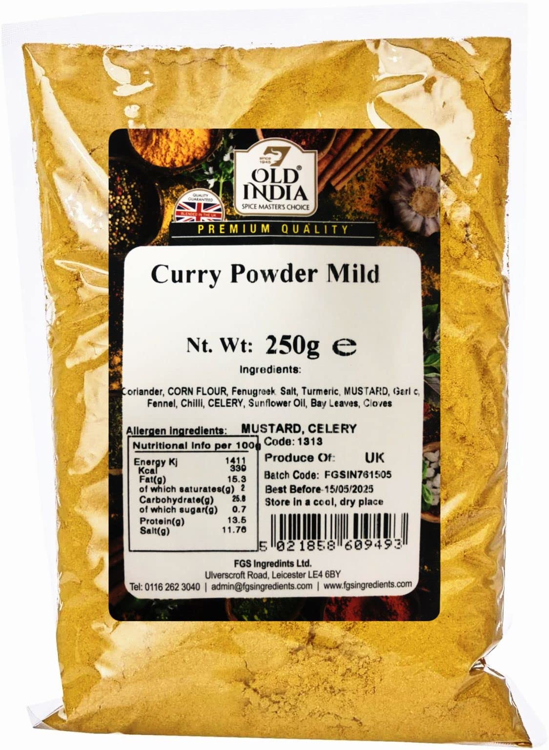 Old India Mild Curry Powder - 100% Natural | 250g Size