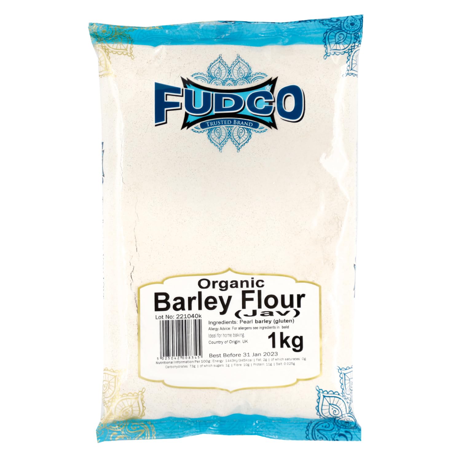 Fudco Gerstenmehl 1 kg – Nährstoffreiches Vollkorngerstenmehl zum Backen