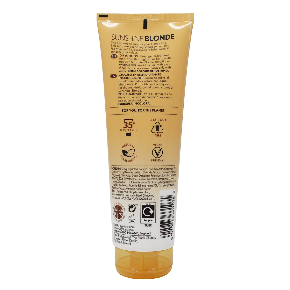 Creightons Sunshine Blonde Extra Moisturising Shampoo - Hydrating, Brightening & Smoothing | 250ml
