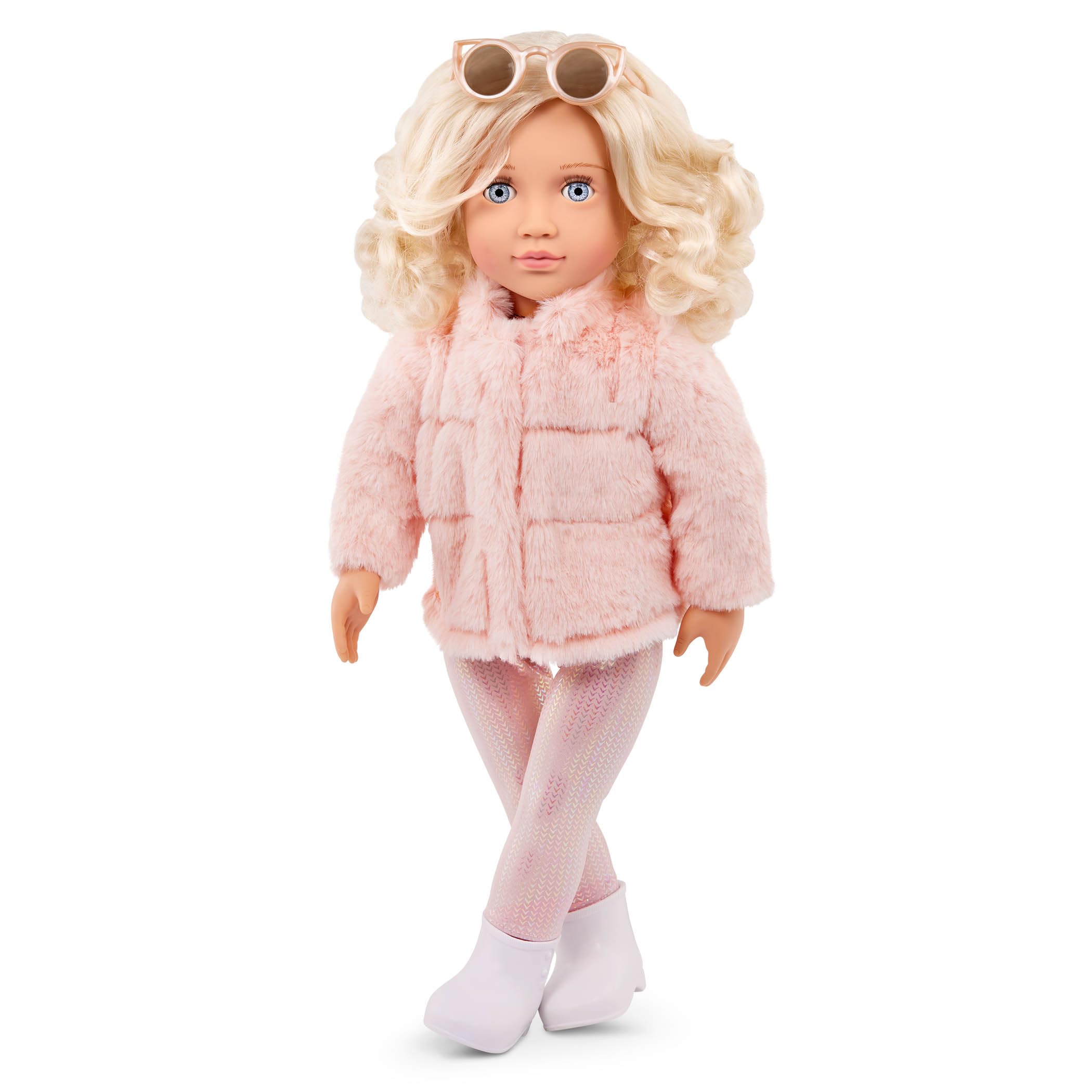 Our Generation Ava Doll - 18-inch Fashion Doll with Pink Faux-Fur Coat