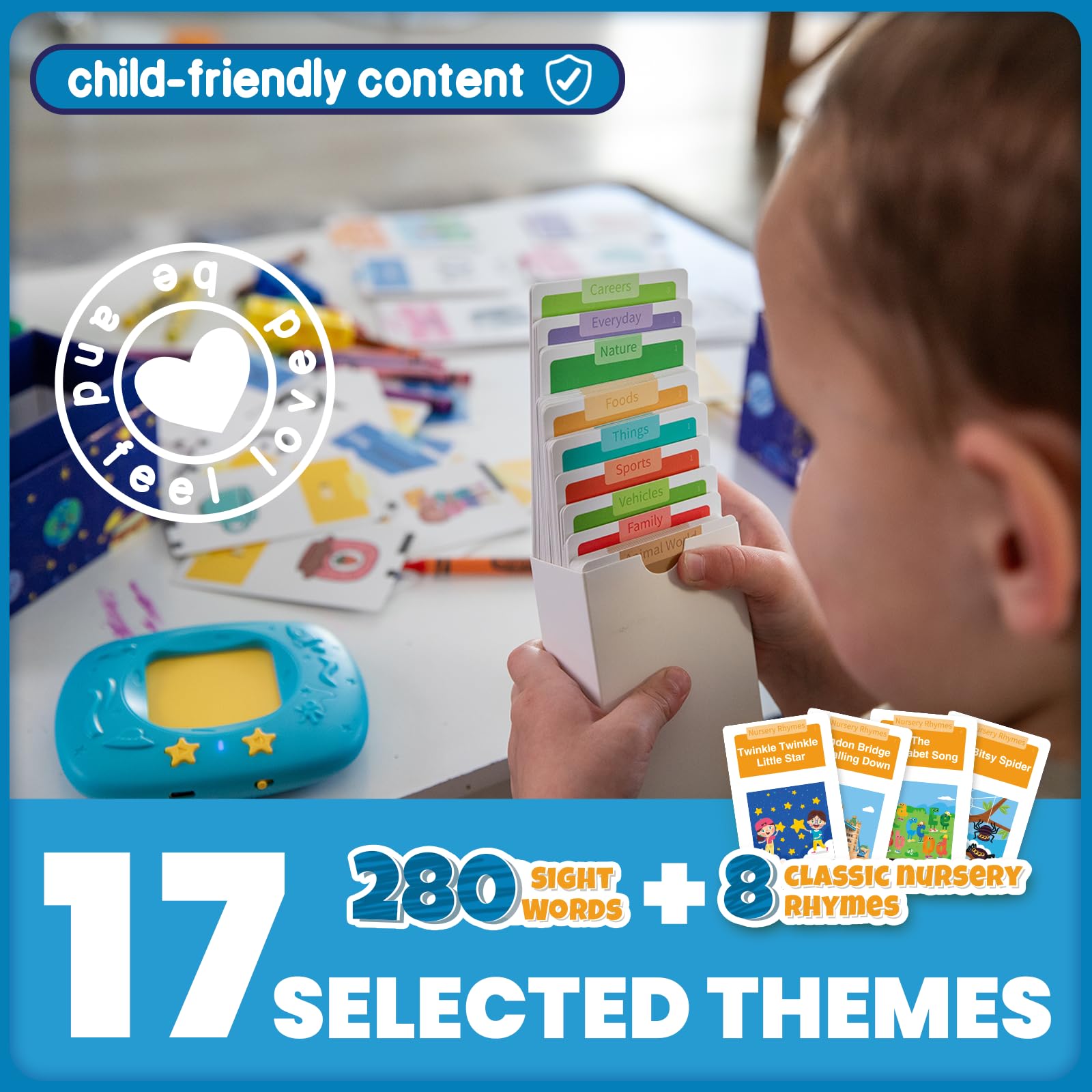 HOMESTEC Montessori Talking Flashcards - 280 Words & 8 Nursery Rhymes, Educational Toy for Toddlers 18M+ 11