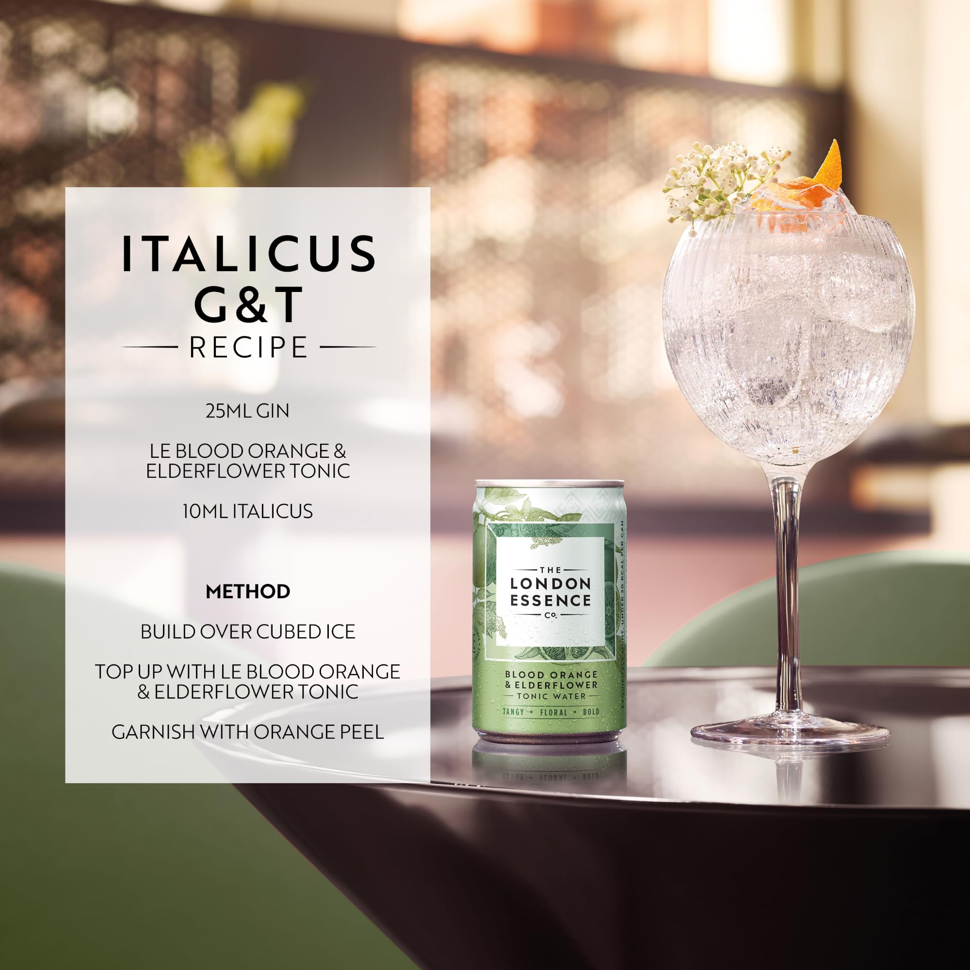 The London Essence Co. Blood Orange & Elderflower Tonic, 250439, Premium Cocktail Mixer 13