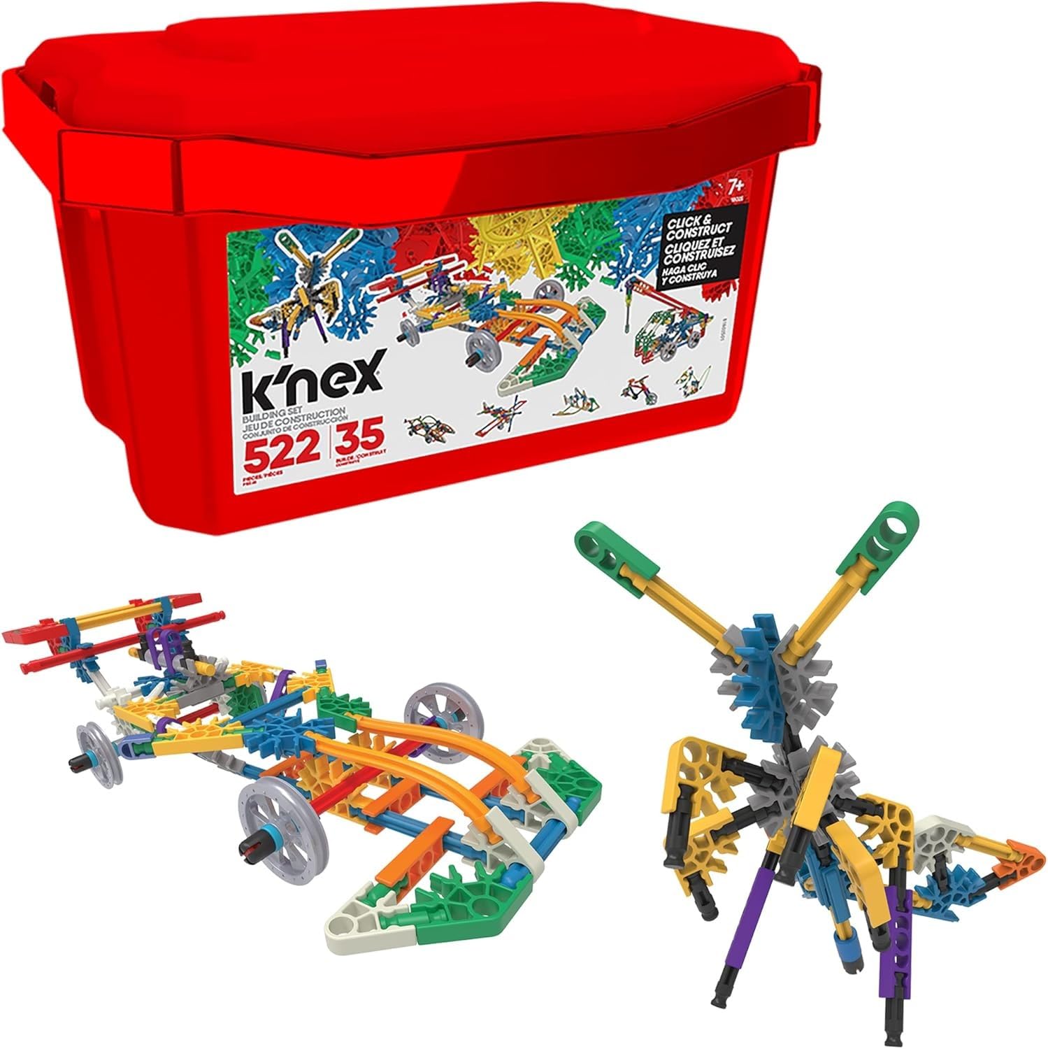 K'NEX Click and Construct Value Building Set - 522 Piece STEM Learning Kit for Ages 7+
