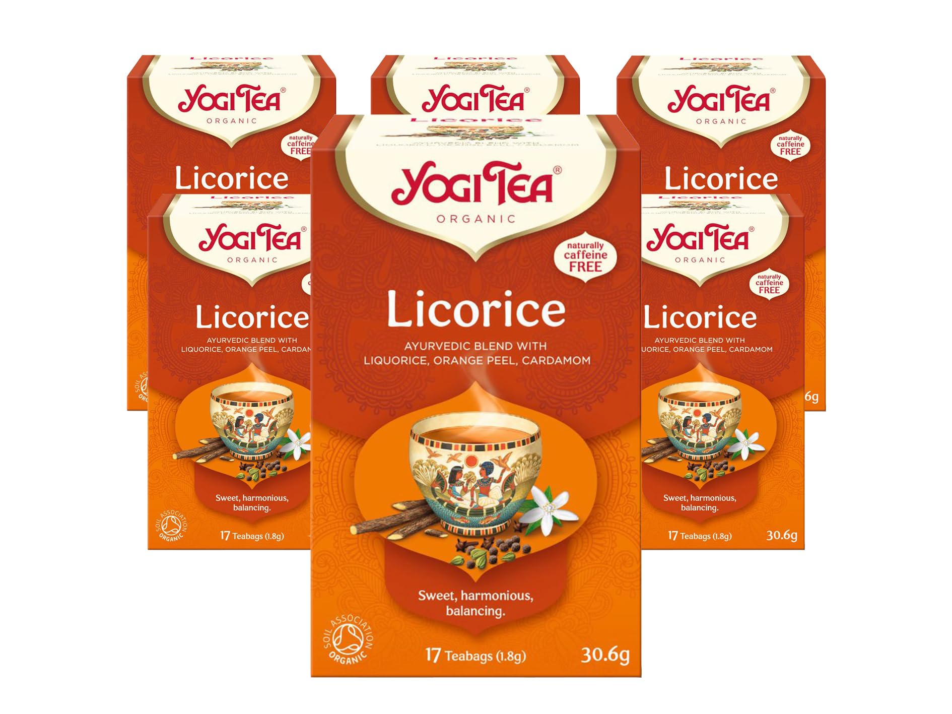 YOGI TEA - Liquorice Organic Spice and Herbal Tea, Caffeine Free, 102 Tea Bags (6 x 17)