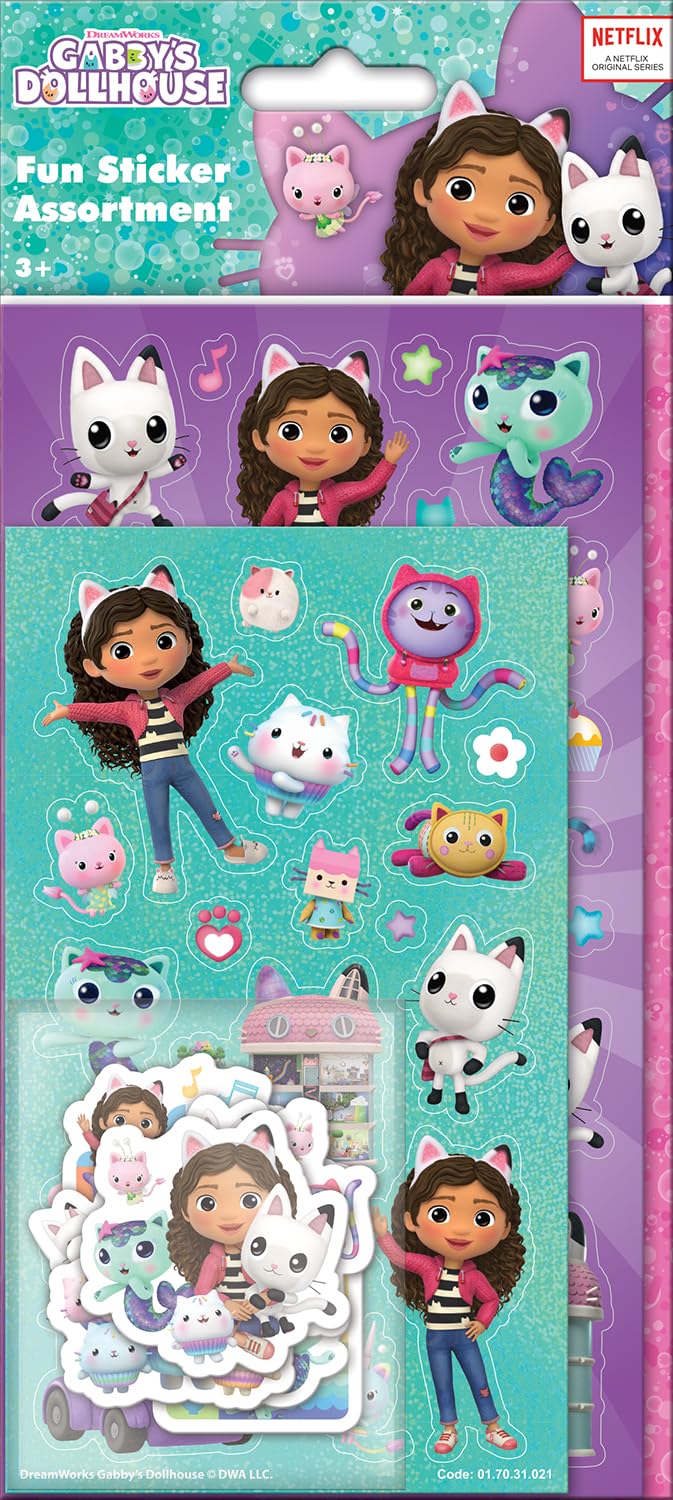Gabby's Dollhouse Sticker Pack - 3 Types of Reusable Foil & Die-Cut Stickers for Kids