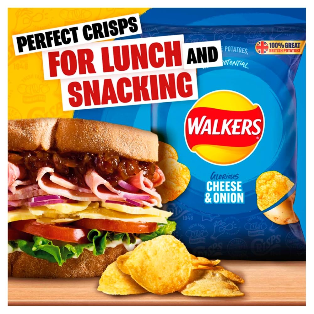 Walkers Cheese & Onion Crisps Grab Bag 45g 4
