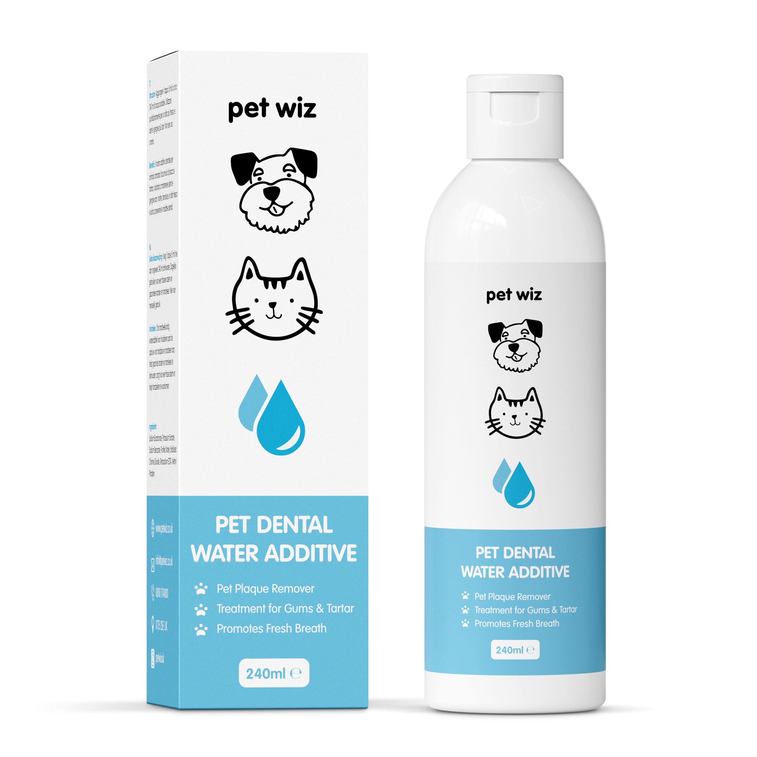 pet wiz Dental Water Additive for Dogs & Cats - Fights Bad Breath, Reduces Plaque & Tartar | 240 ml
