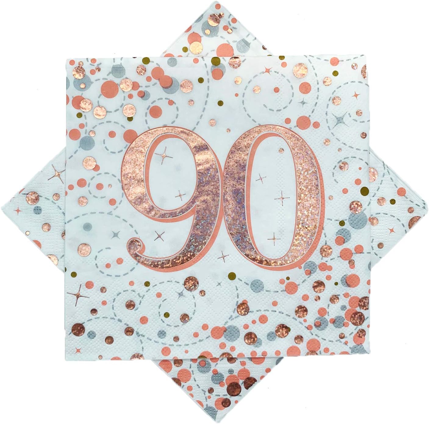 OakTree Sparkling Fizz 90th Rose Gold 33cm x 33cm 3-Ply Napkins
