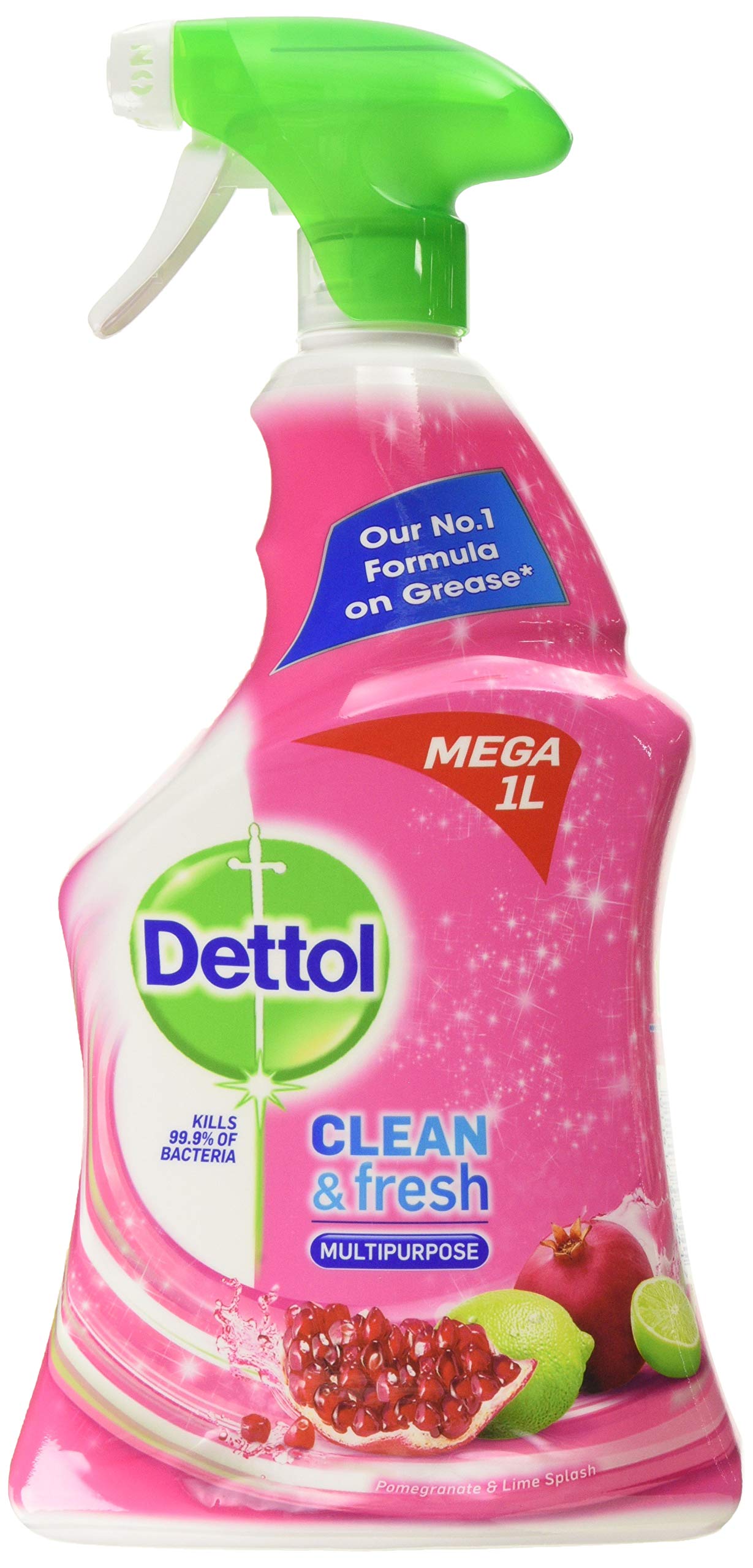 Dettol Antibacterial Multi-Purpose Cleaner Spray, Pomegranate Scent, 1 Ltr