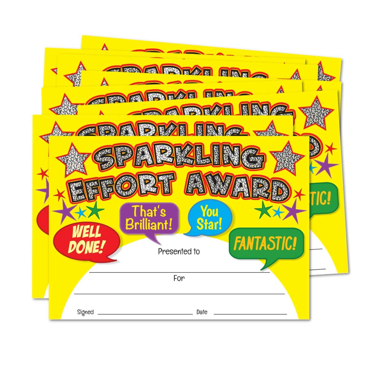 SuperStickers Sparkling Effort Award Certificates - Pack of 20 | A5 Size | Mixed Color 2