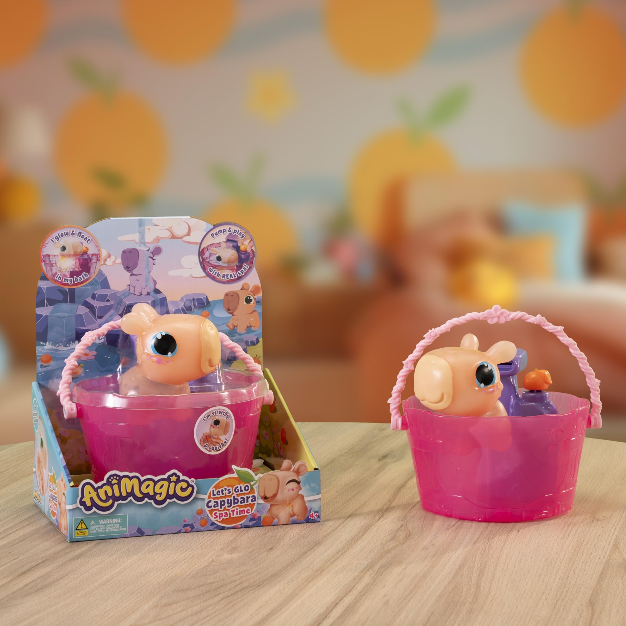 Animagic Let's Glo Capybara Spa Time - Interactive Light-Up Bath Playset 3