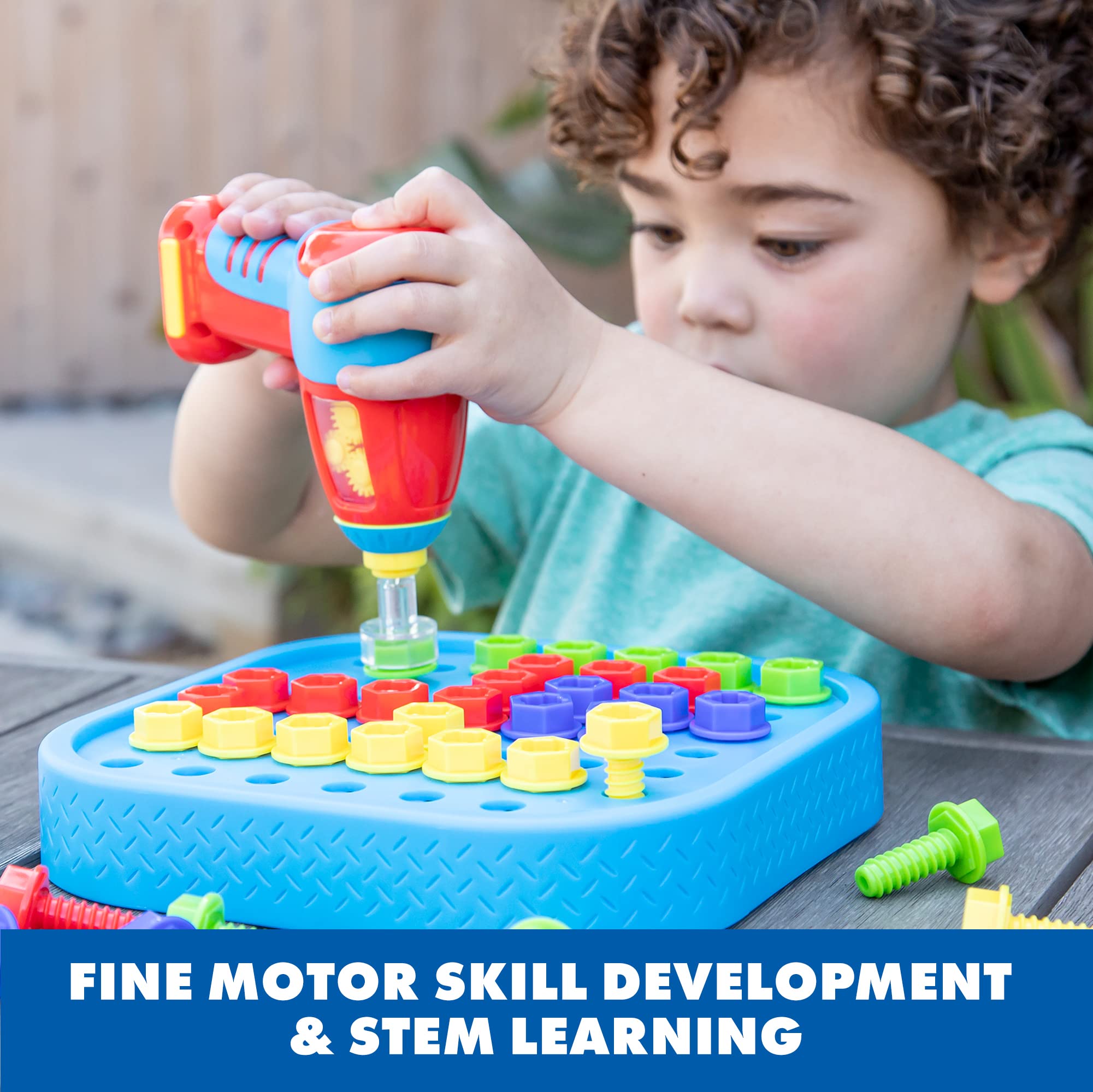 Educational Insights Design & Drill Bolt-It Bucket - STEM Toy for Ages 3+ | Portable | Includes Pattern Guide 3