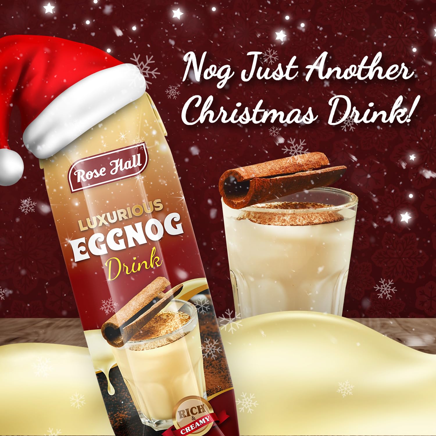 Rose Hall Luxurious Eggnog, 1L - Creamy Dairy Drink with Fresh Milk & Cream