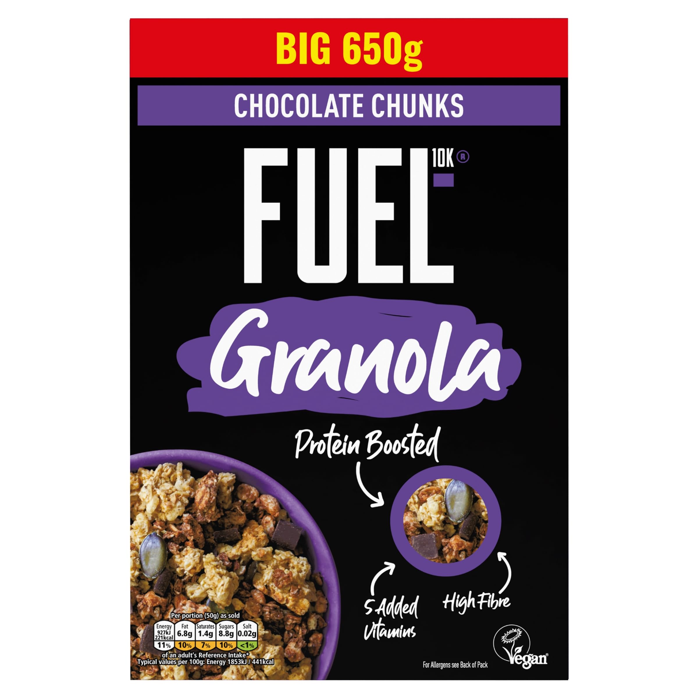 FUEL10K Chocolate Chunks Granola - High Fibre, Protein Boost | 650g