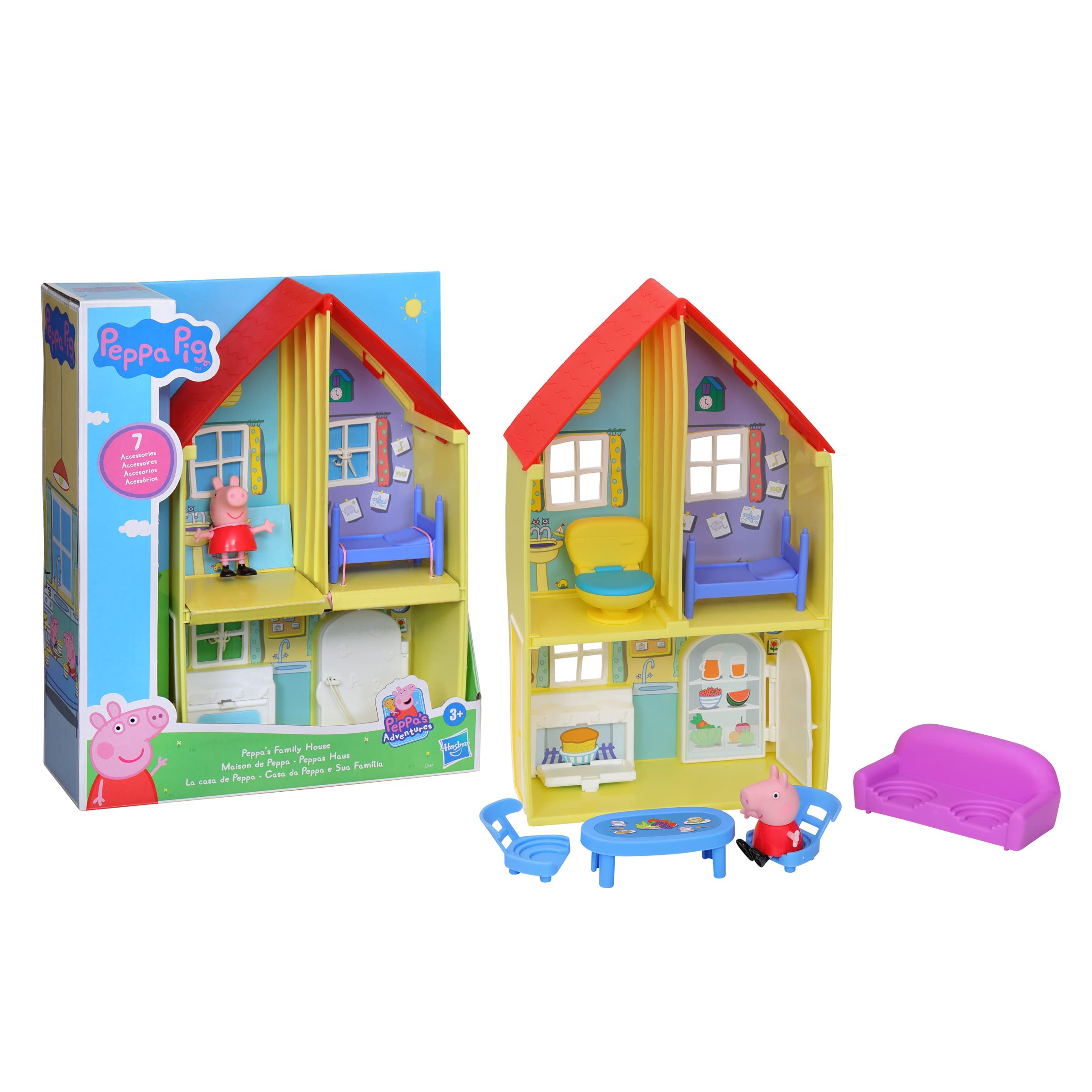 Peppa Pig Peppa's Family House Playset - 3-Room Interactive Playset with Figure & 6 Accessories for Ages 3+ 7