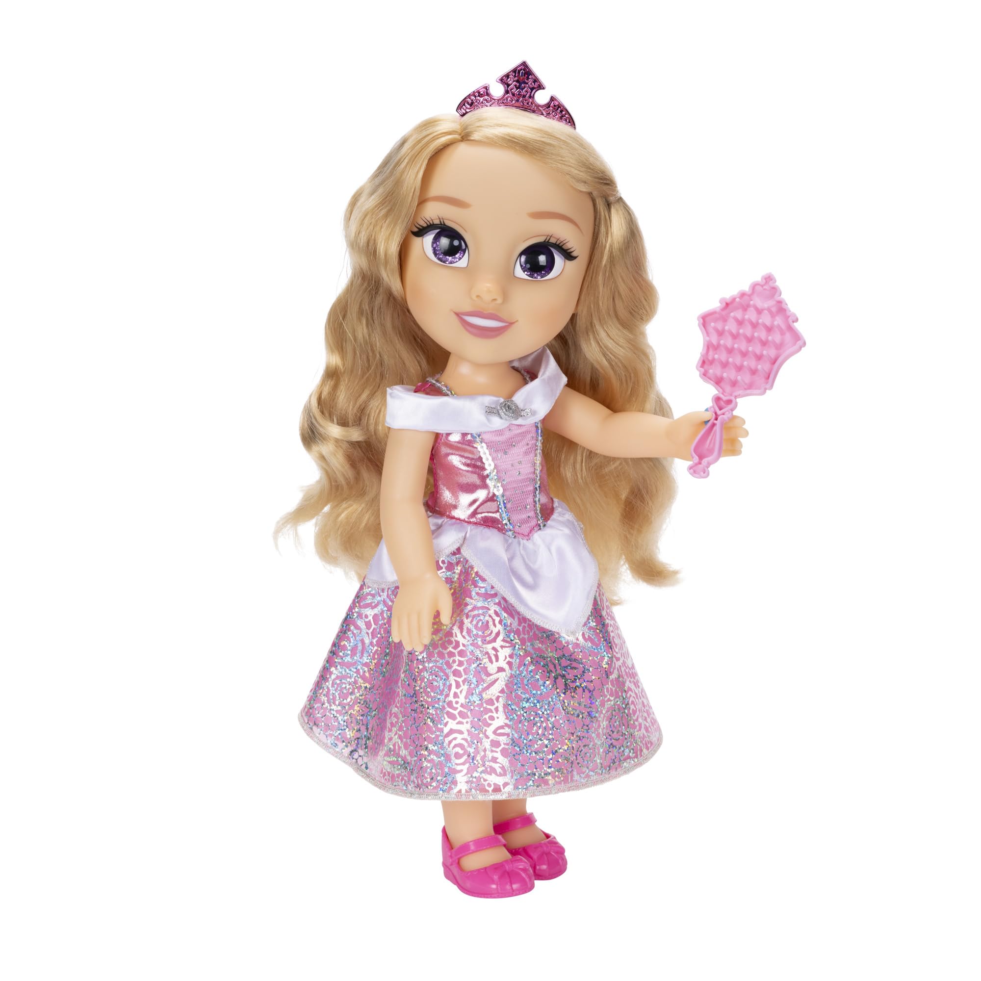 Disney Princess Aurora Fashion Doll - 14" Shimmery Holofoil Dress with Brush & Tiara, Ages 3+