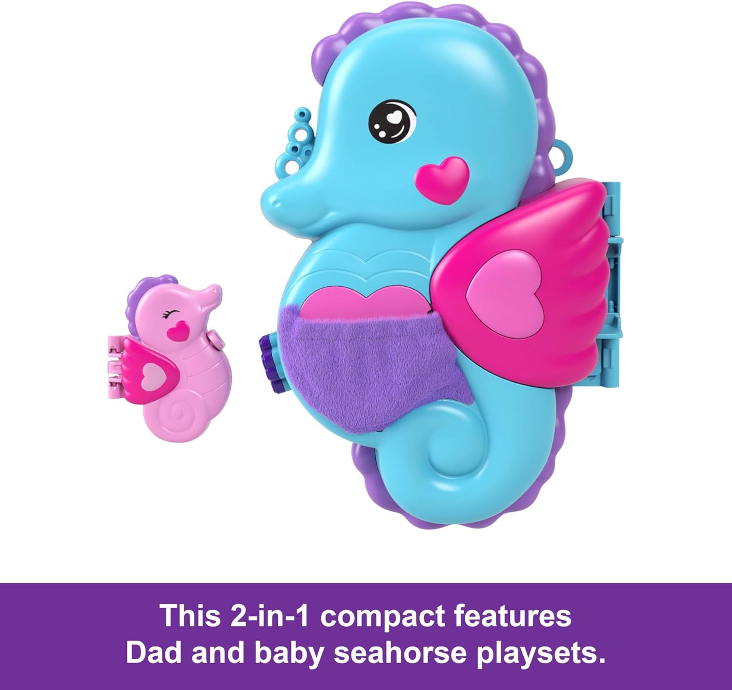 Polly Pocket 2-in-1 Daddy & Me Seahorse Playset with Dolls, Pets & 13 Accessories - Ages 4+ 3
