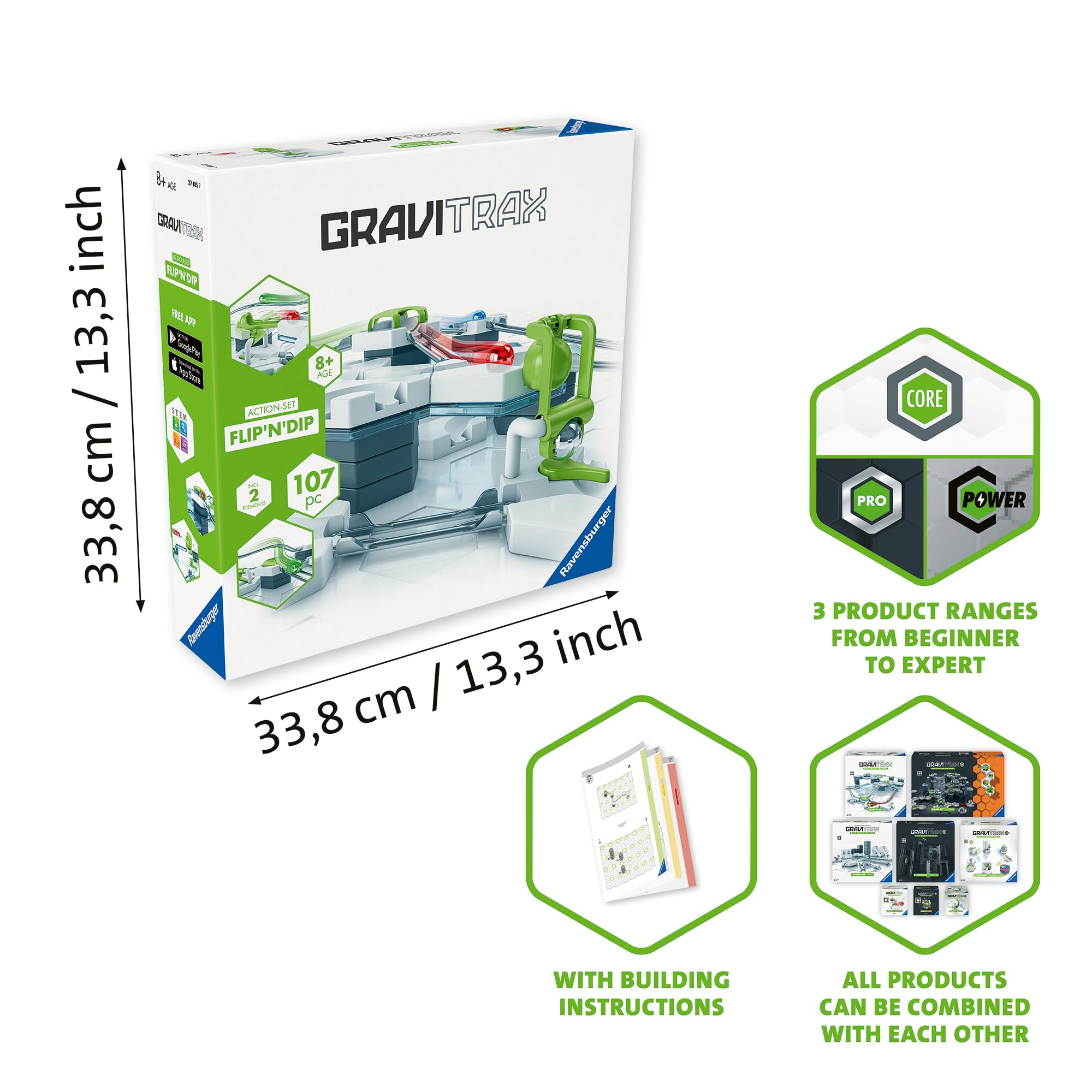 Ravensburger GraviTrax Flip n Dip Starter Set - Marble Run Construction Toy 5