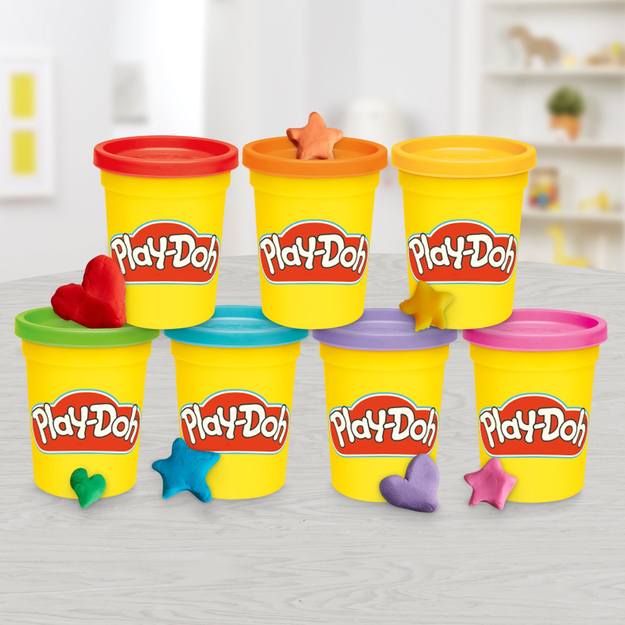 Play-Doh Lieblingsfarben 9er-Set mit 7 großen und 2 kleinen Dosen – Rot, Orange, Gelb, Grün, Blau, Lila, Pink, Schwarz, Weiß 3