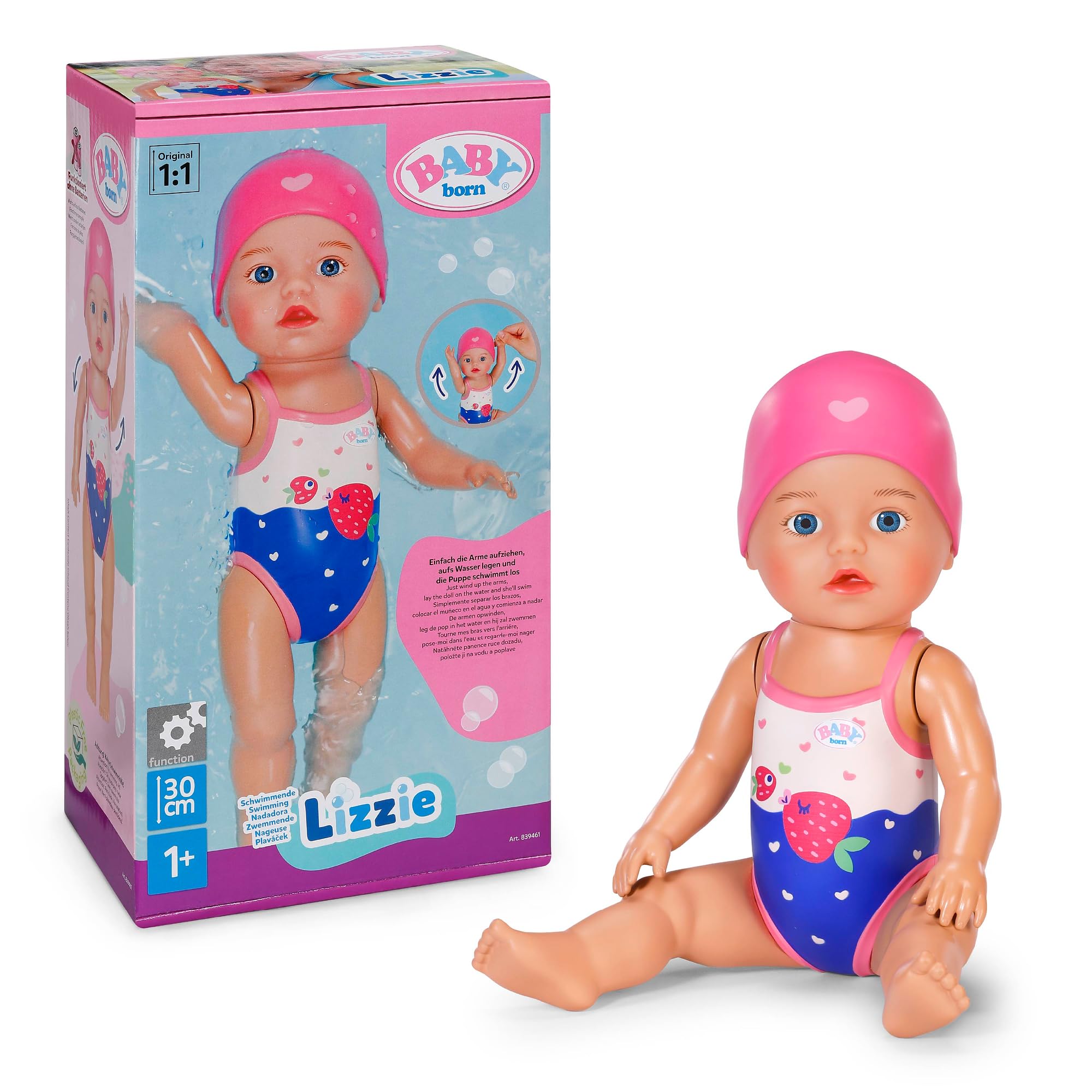 BABY born Swimming Lizzie Doll - 30cm Bath Doll with Wind-up Movement | Ages 1+