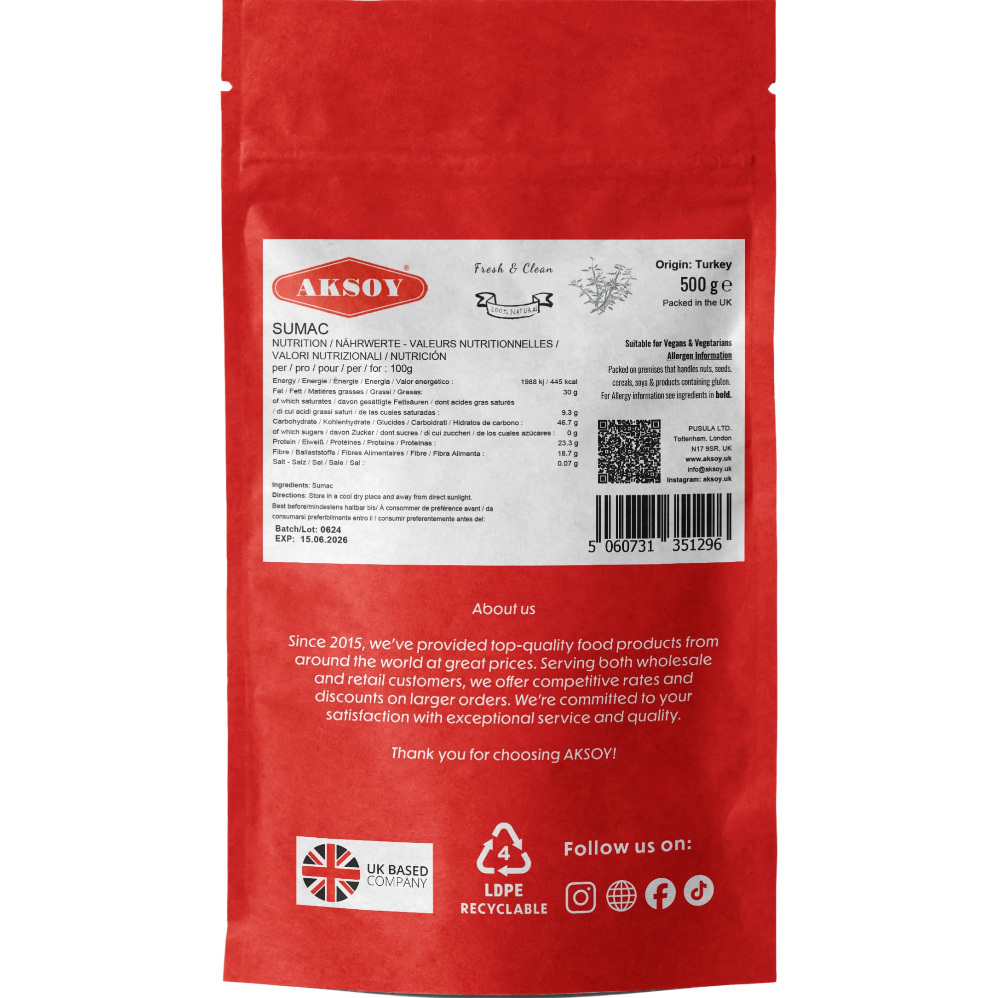 Aksoy Premium gemahlener Sumach 500 g | 100 % natürliches würziges Gewürz für nahöstliche und mediterrane Gerichte 7