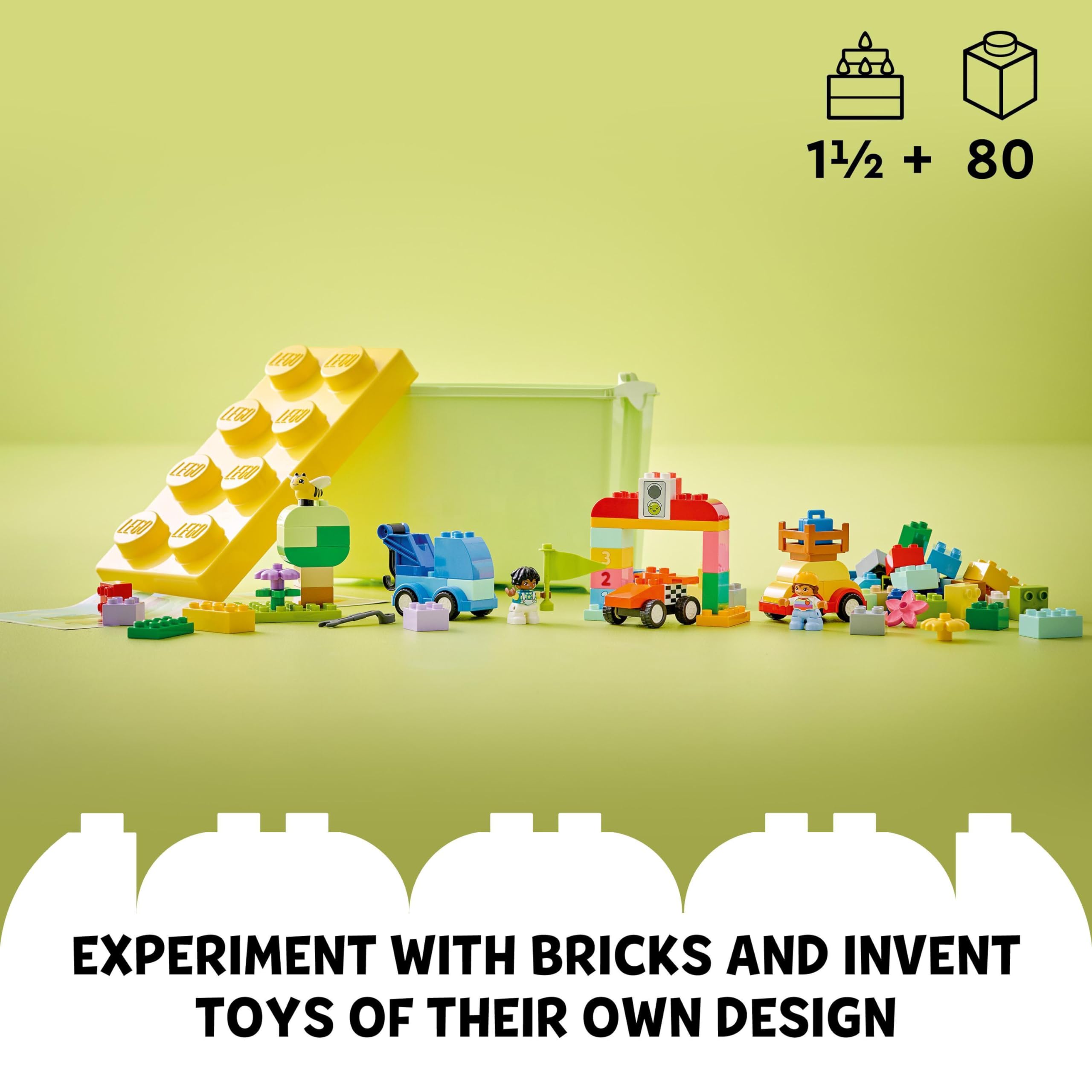 LEGO DUPLO Classic Cars and Trucks Brick Box - Educational Building Set for Toddlers 18m+