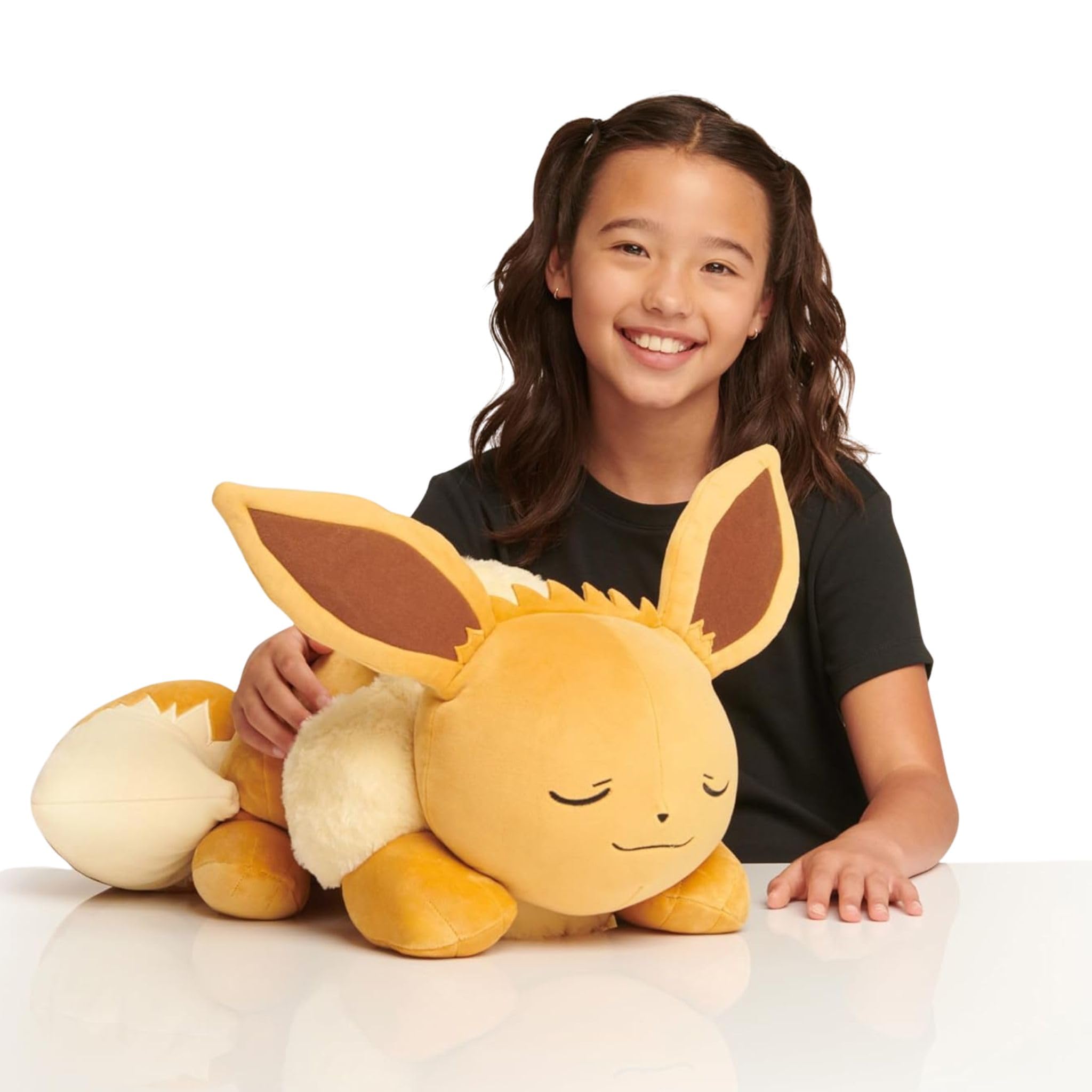 Jazwares Pokémon Eevee Sleeping Plush - 18 Inch Premium Polyester Stuffed Toy
