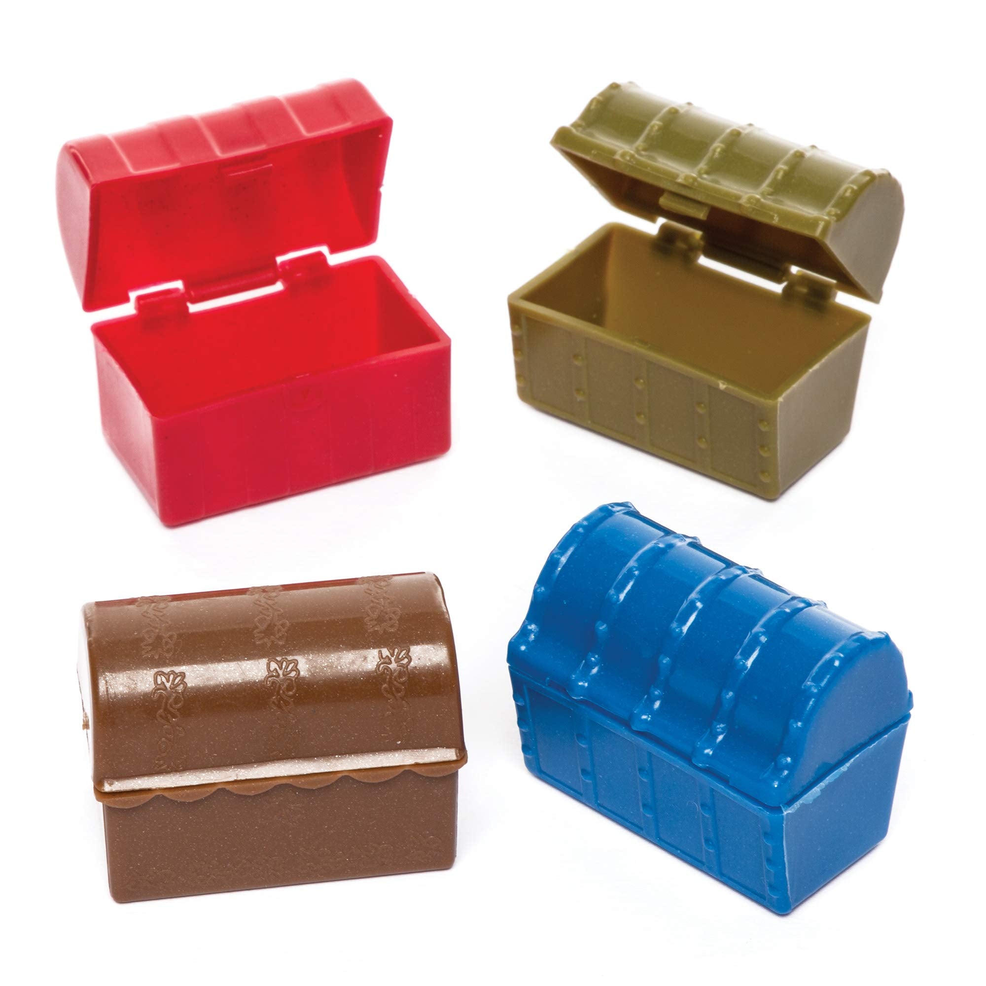 Baker Ross Mini Treasure Chests (Pack of 8) - Plastic Pirate Party Bag Fillers | Assorted Colours