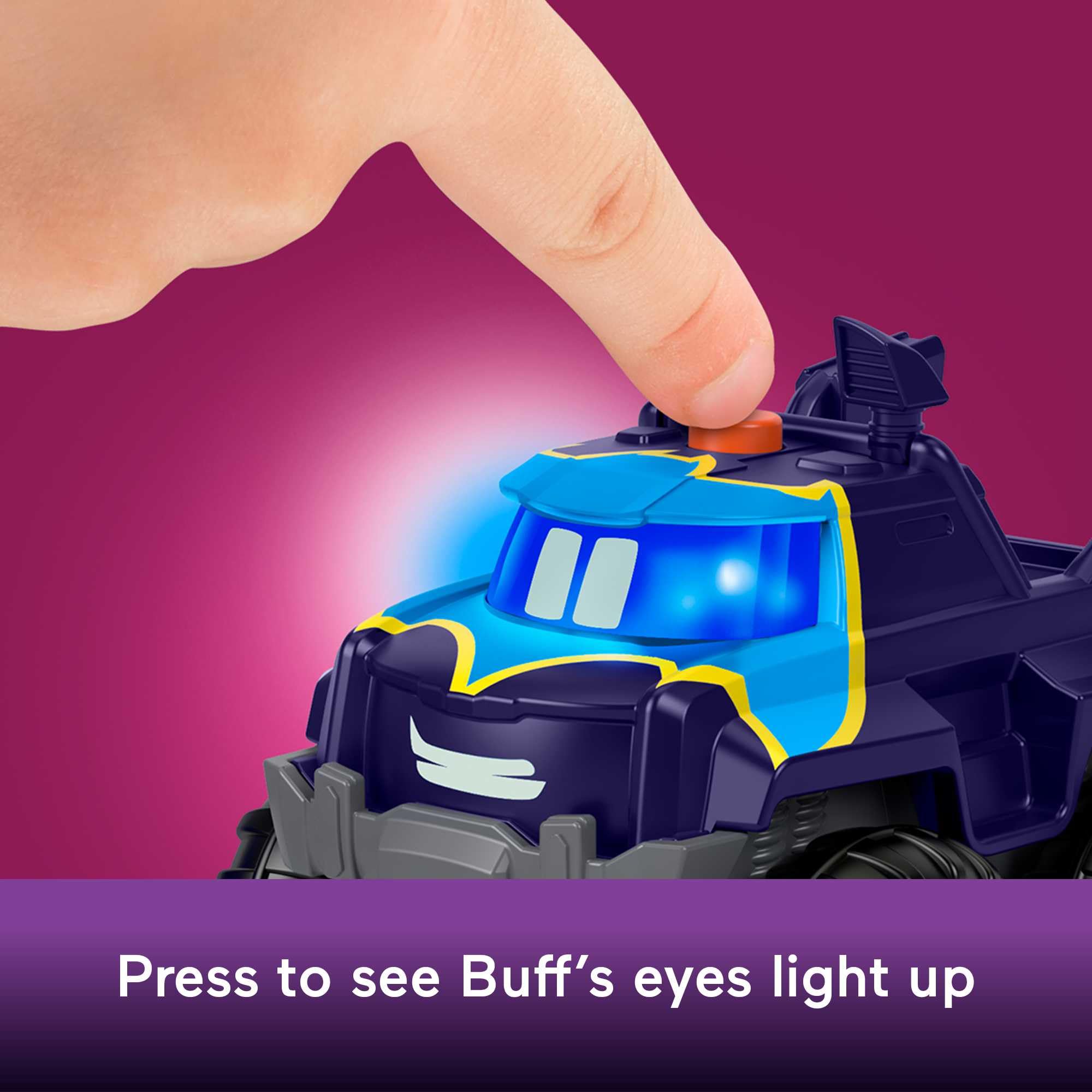 Fisher-Price DC Batwheels Light-Up 1:55 Scale Toy Cars 2-Pack - Bam the Batmobile & Buff the Bat-Truck, Ages 3+ 4