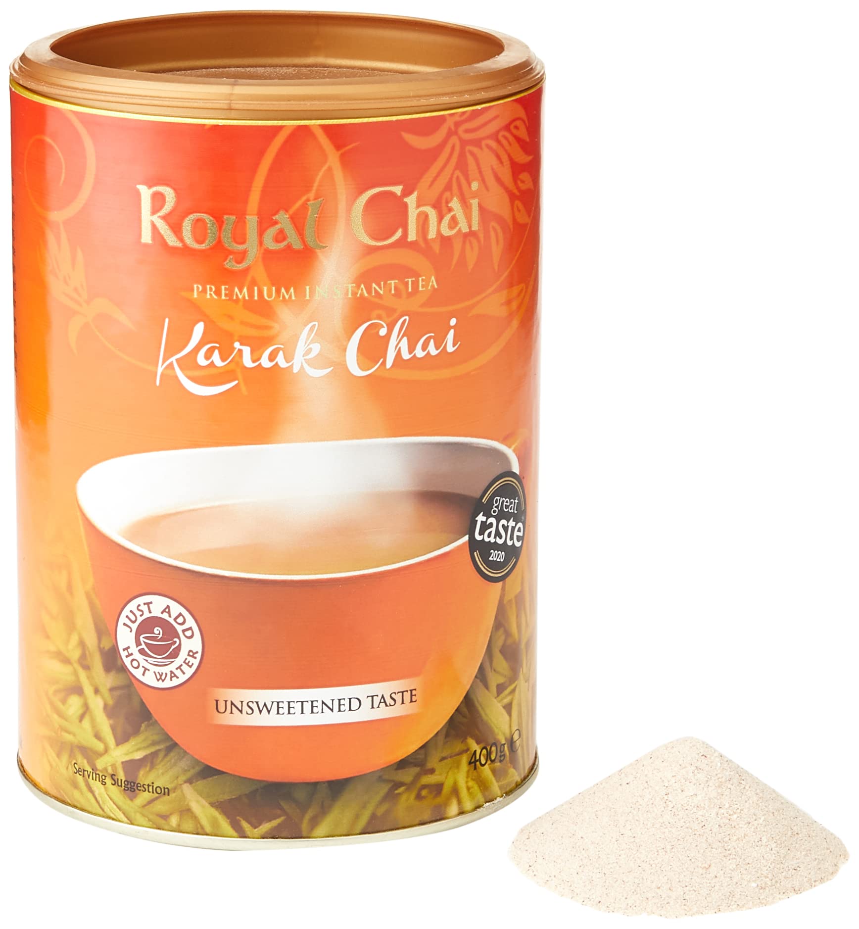 Royal Chai Karak Chai Unsweetened Tub | 400g | Instant Tea | Makes 20 Cups