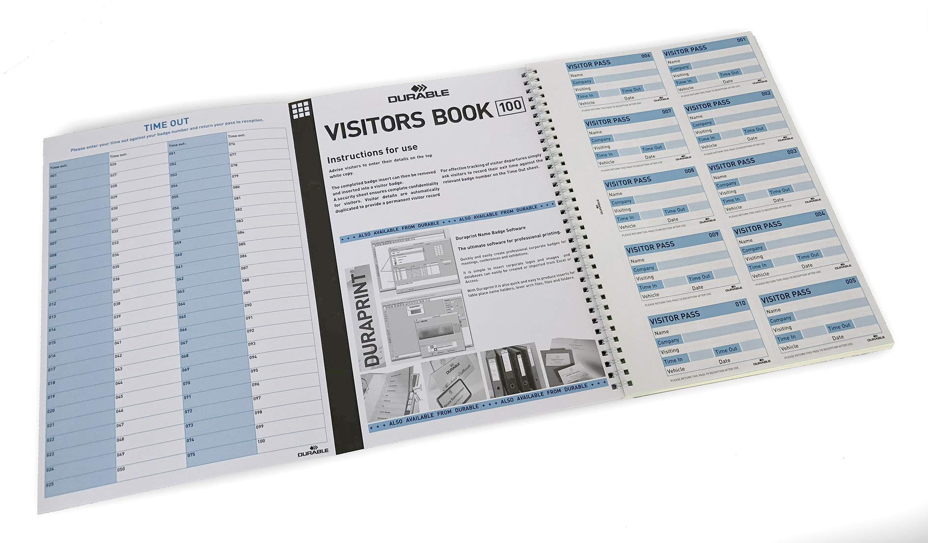 Durable Visitor Book Refill Pack - 100 Perforated GDPR Compliant Badge Inserts | 90 x 60 mm 1