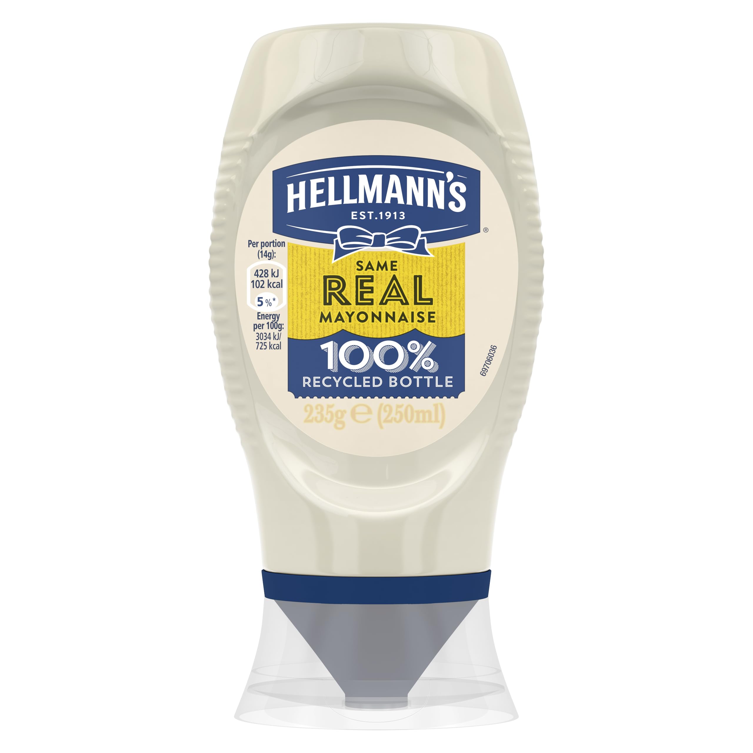 Hellmann's Real Mayonnaise - Creamy Mayonnaise with 100% Free-Range Eggs in Recycled Plastic Squeeze Bottle