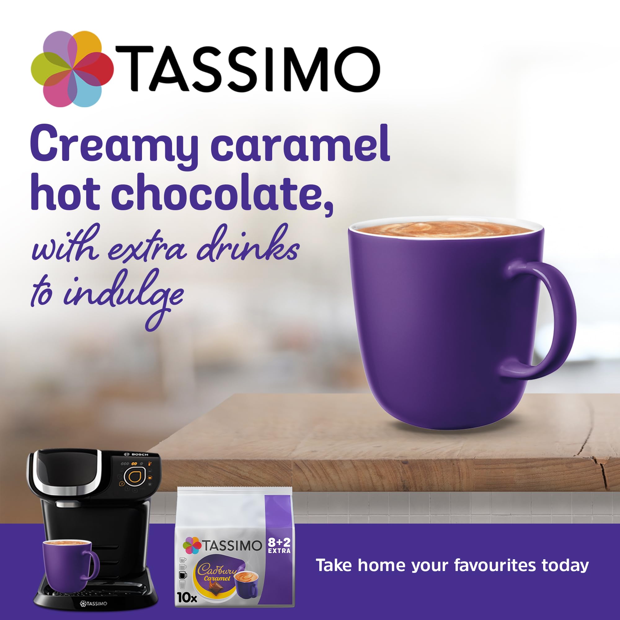 Tassimo Cadbury Caramel Hot Chocolate Pods x10 (Pack of 5, Total 50 Drinks)