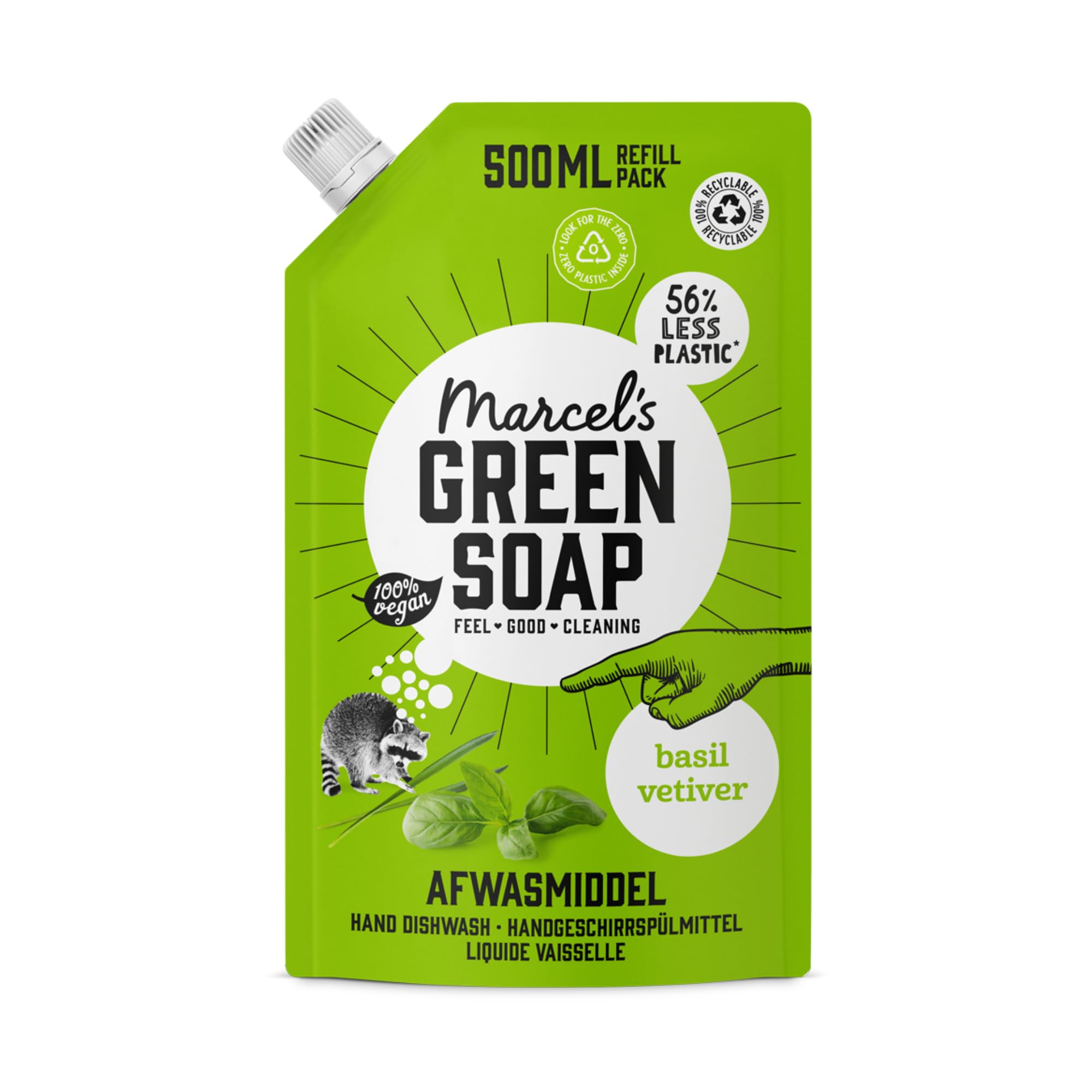 Marcel's Green Soap - Basil & Vetiver Washing-Up Liquid Refill