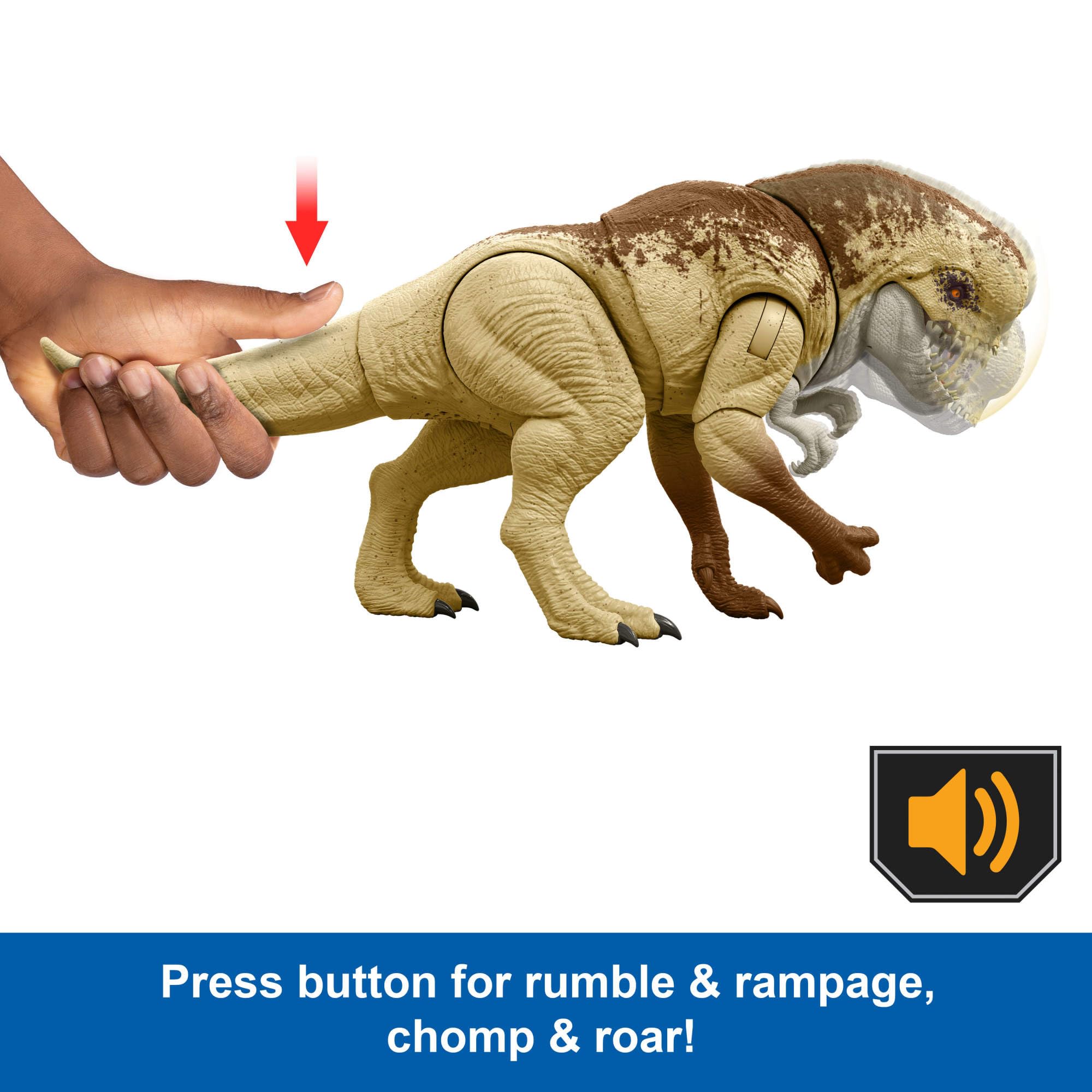 Mattel Jurassic World Rebirth Distortus Rex Rumble 'N Rampage Action Figure - Movie-Author Dinosaur with Sound & Motion
