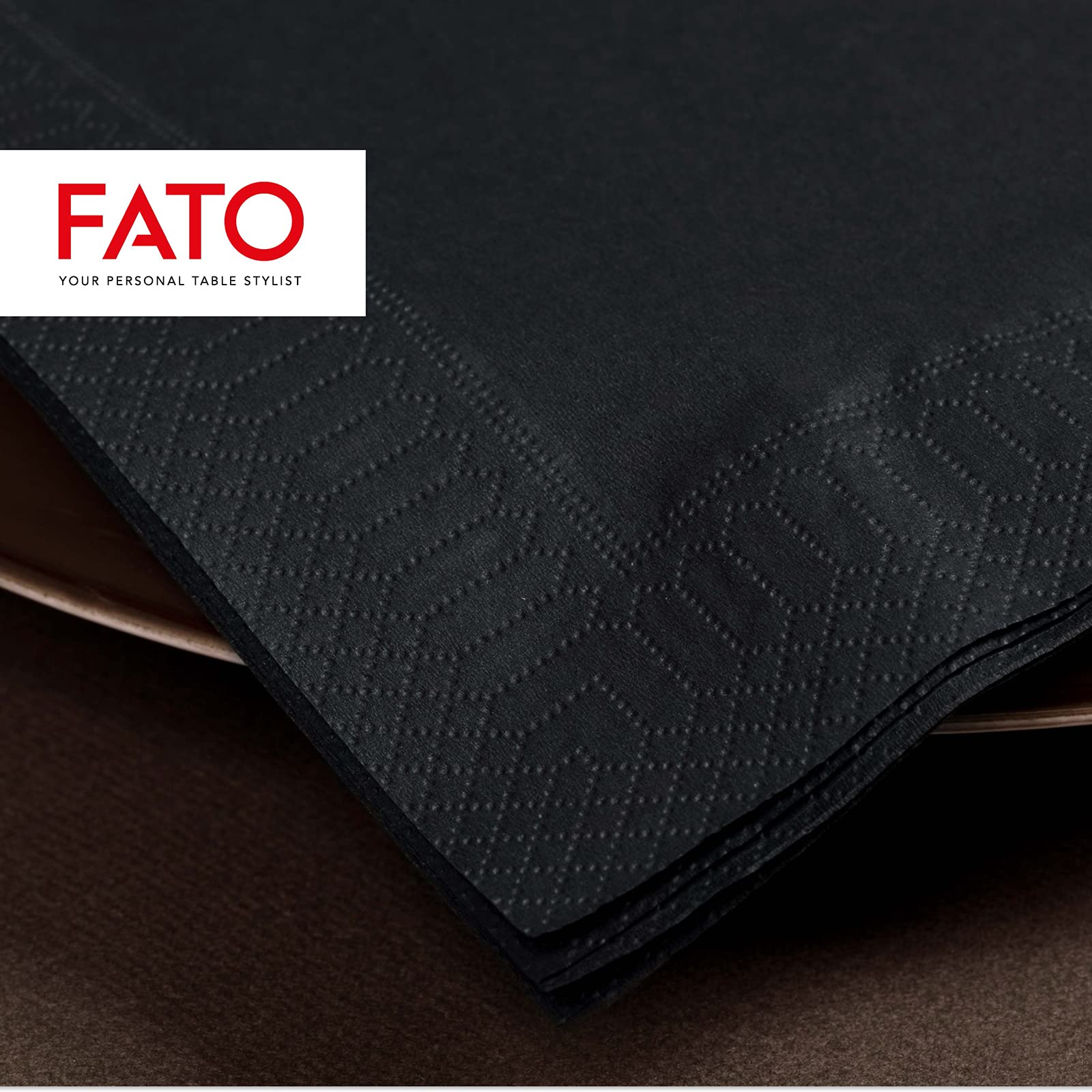 Fato - Disposable Paper Napkins 24x24 cm Black, 2-Ply, Pack of 100 3