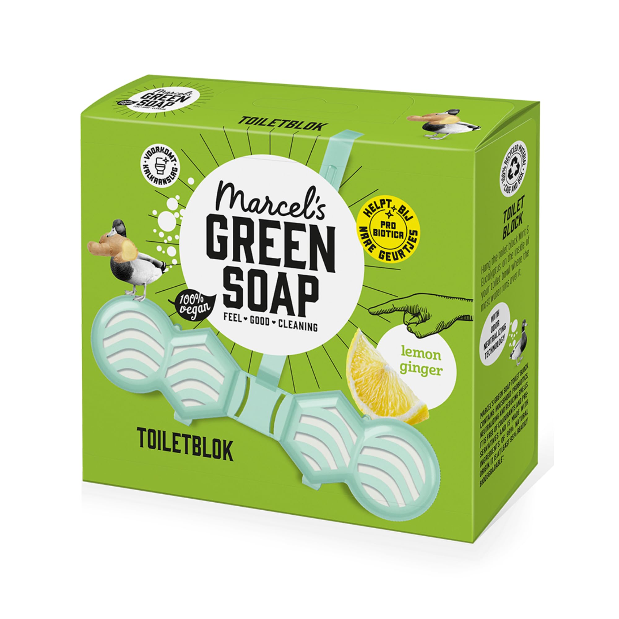 Marcel's Green Soap - Lemon & Ginger Toilet Block Fragrant Freshener