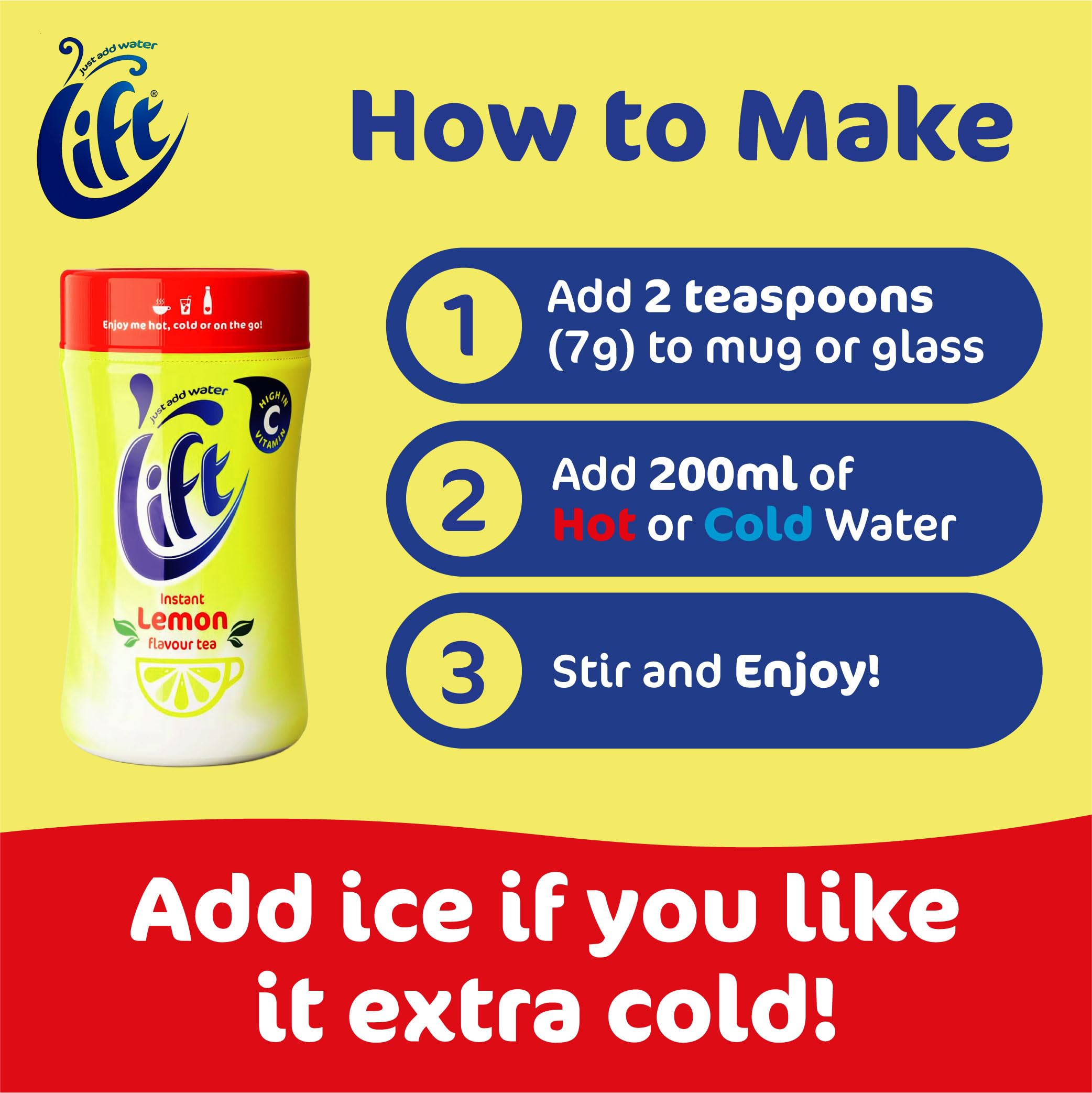 Lift - Instant Lemon Flavoured Tea 6 x 165g Jars