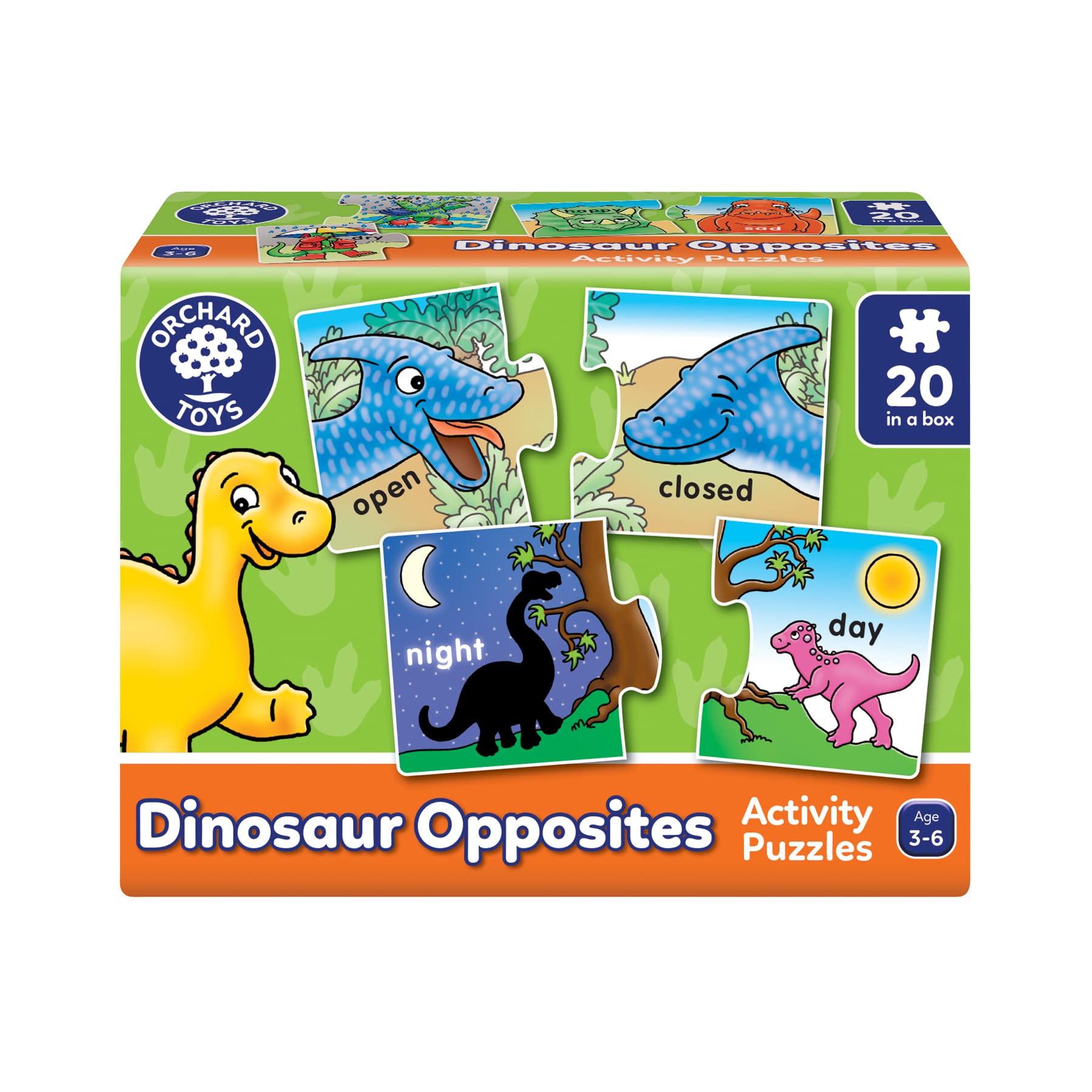 Orchard Toys Dinosaur Opposites Activity Puzzles - 20 Two-Piece Puzzles | Ages 3-6