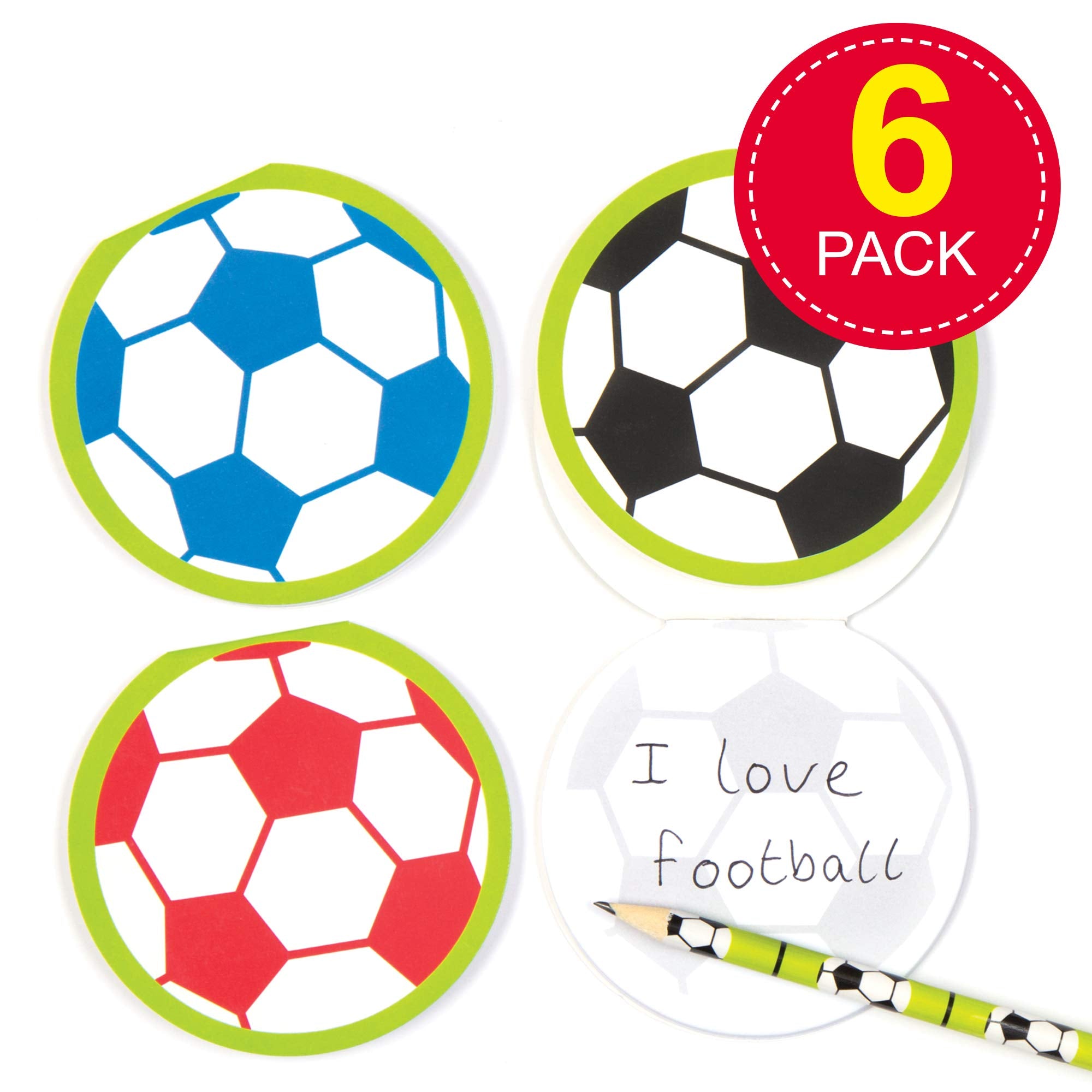 Baker Ross Football Memo Pads - Pack of 6 | Ideal for Kids Goodie Bags & Party Favours
