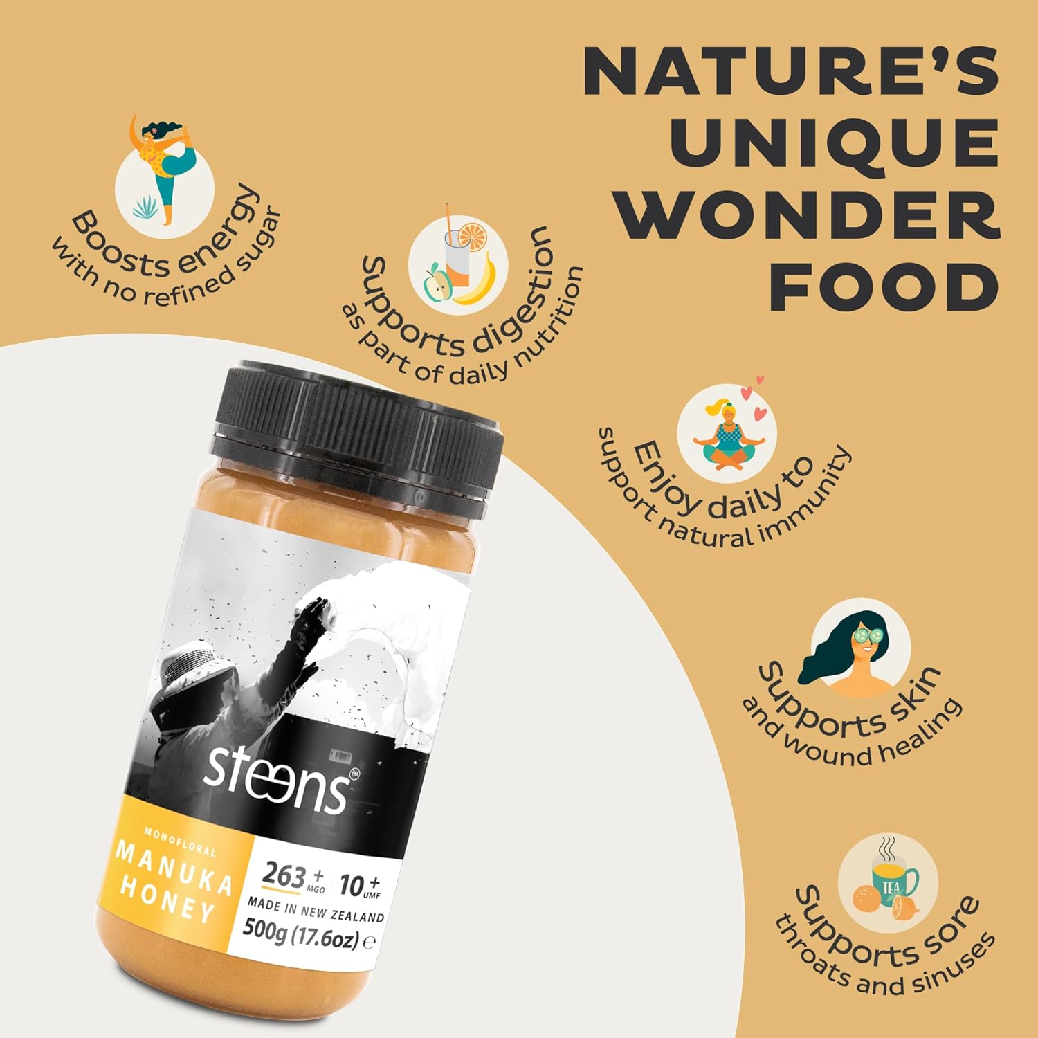 Steens Manuka Honey - Pure & Raw Active Manuka Honey (500g)