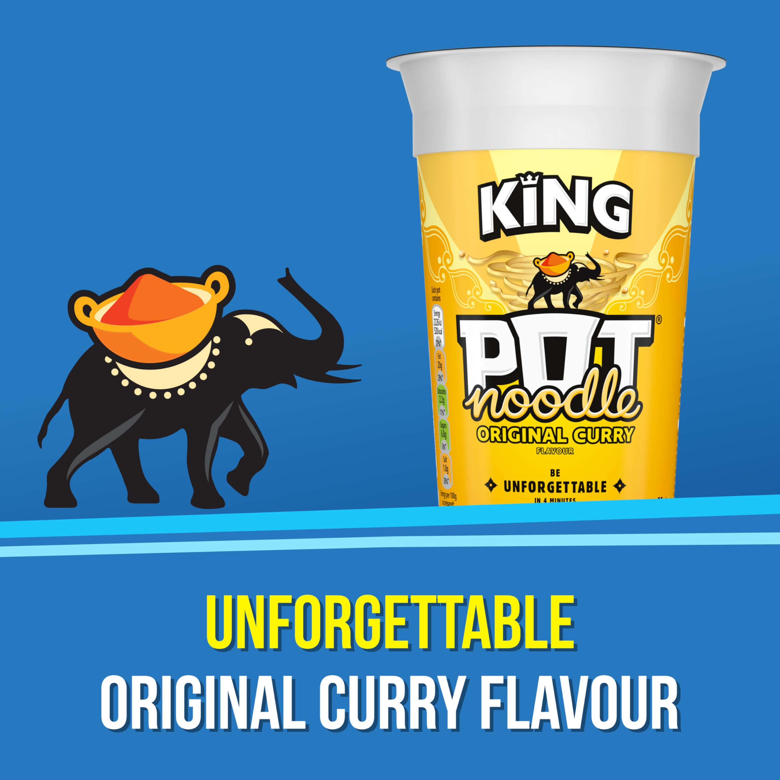 Pot Noodle King Size Original Curry Instant Vegetarian Noodle Snack 114g 4