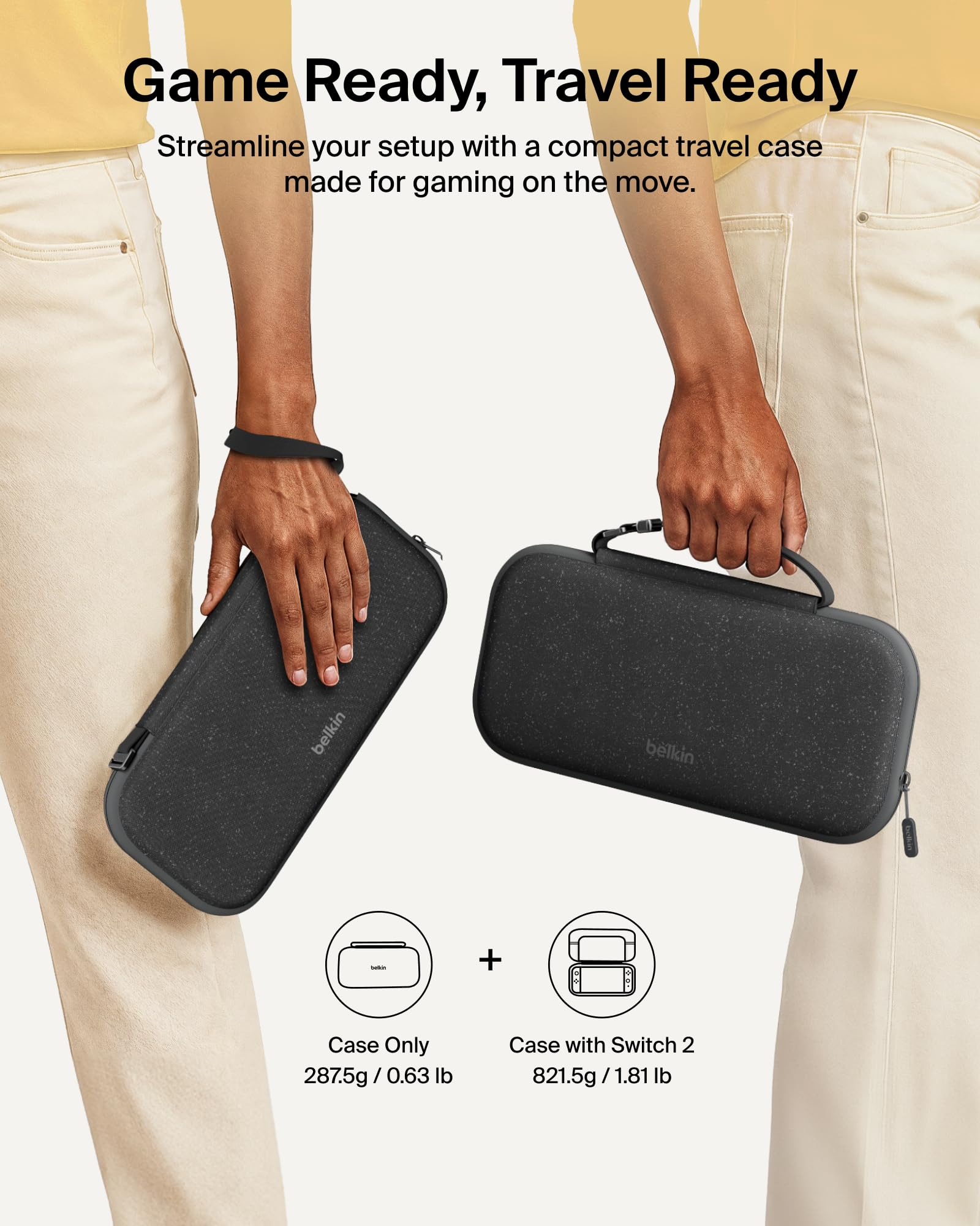 Belkin Nintendo Switch 2 Case with AirTag Holder | Hard Shell Travel Case | Charcoal 4