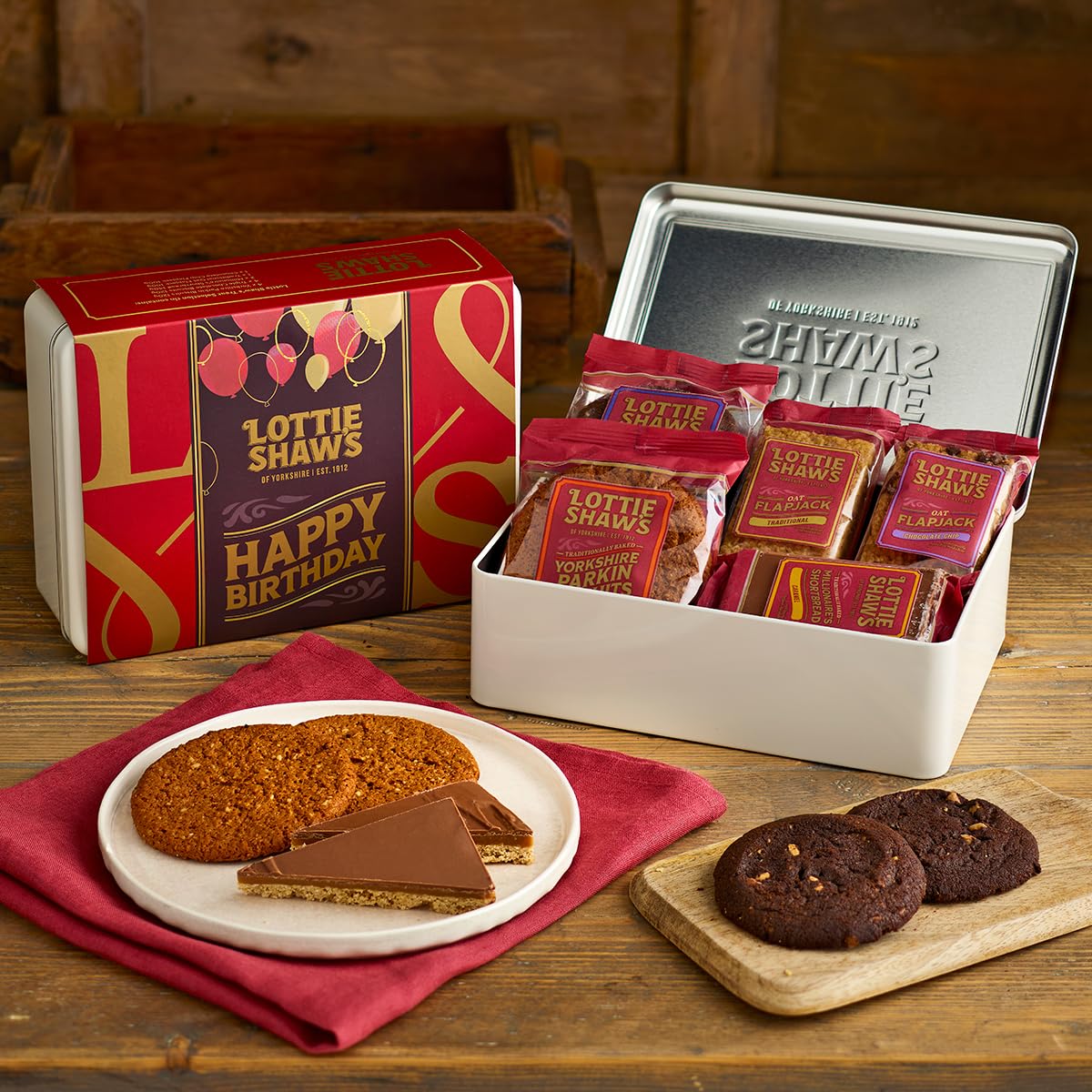 Lottie Shaw's Happy Birthday Tin of Treats - Assorted Individually Wrapped Biscuits & Flapjacks 3