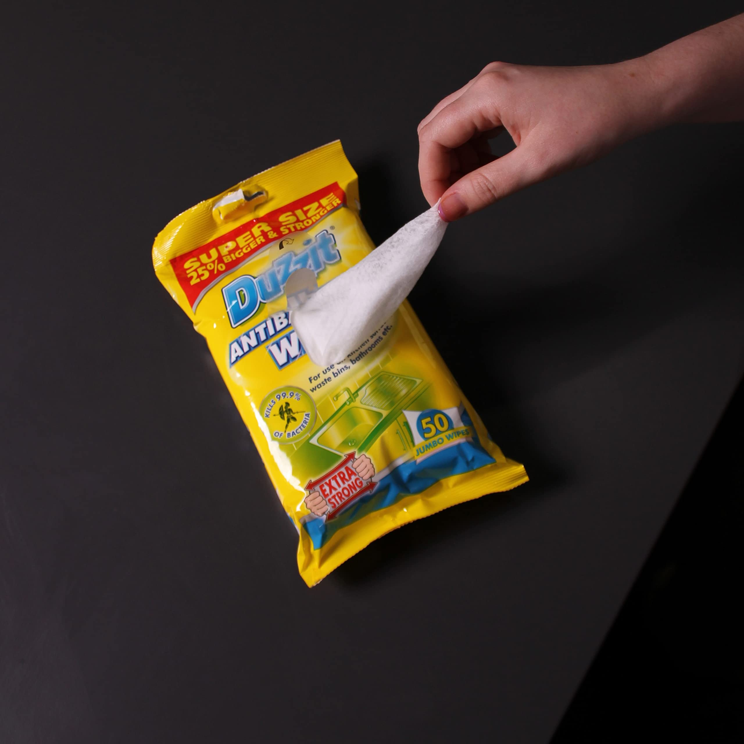 Duzzit Antibacterial Wipes - Kills 99.9% of Bacteria | Unscented | 50 Count Pack
