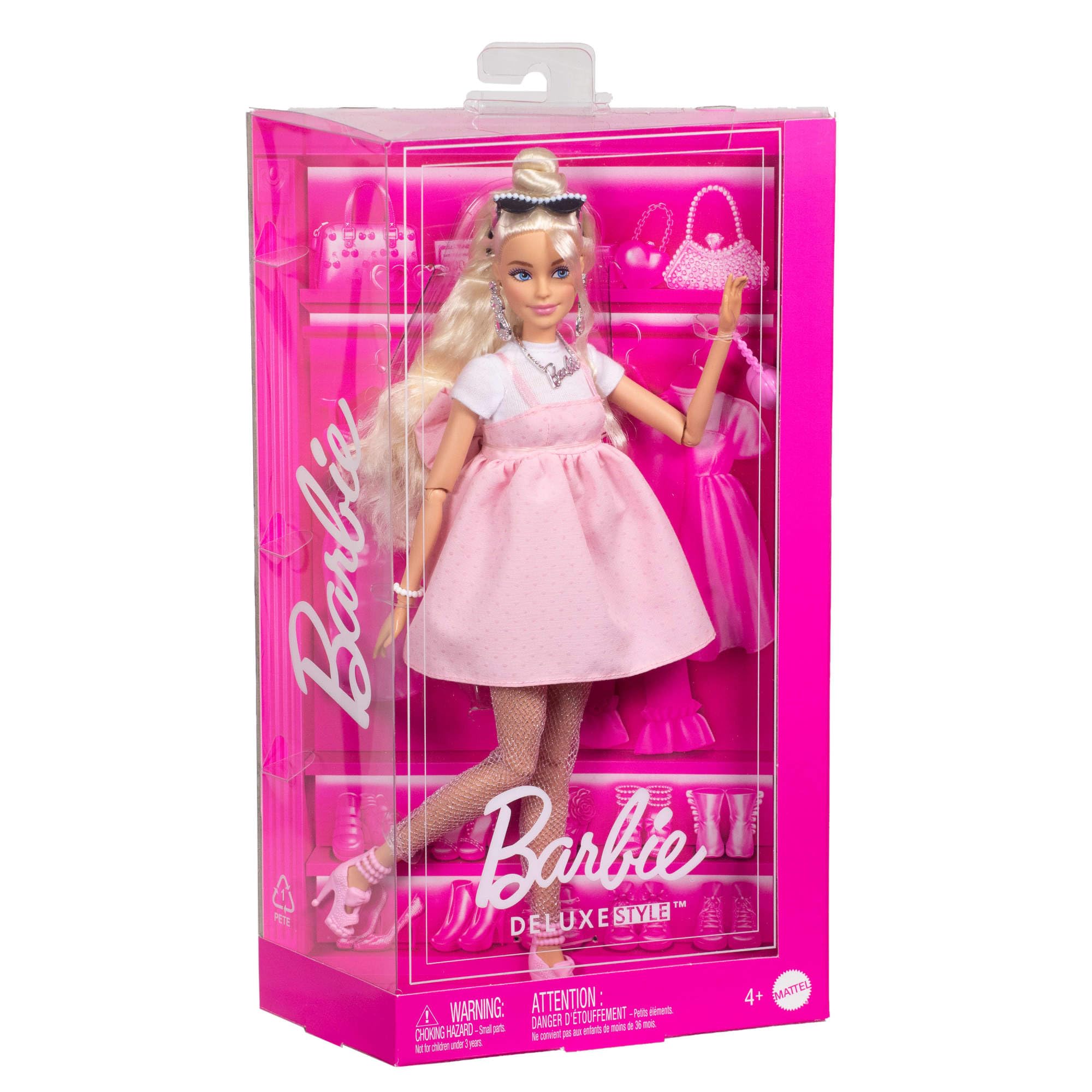 Barbie Deluxe Style Doll #3 in Barbiecore Outfit with Blond Top Knot Hair 3