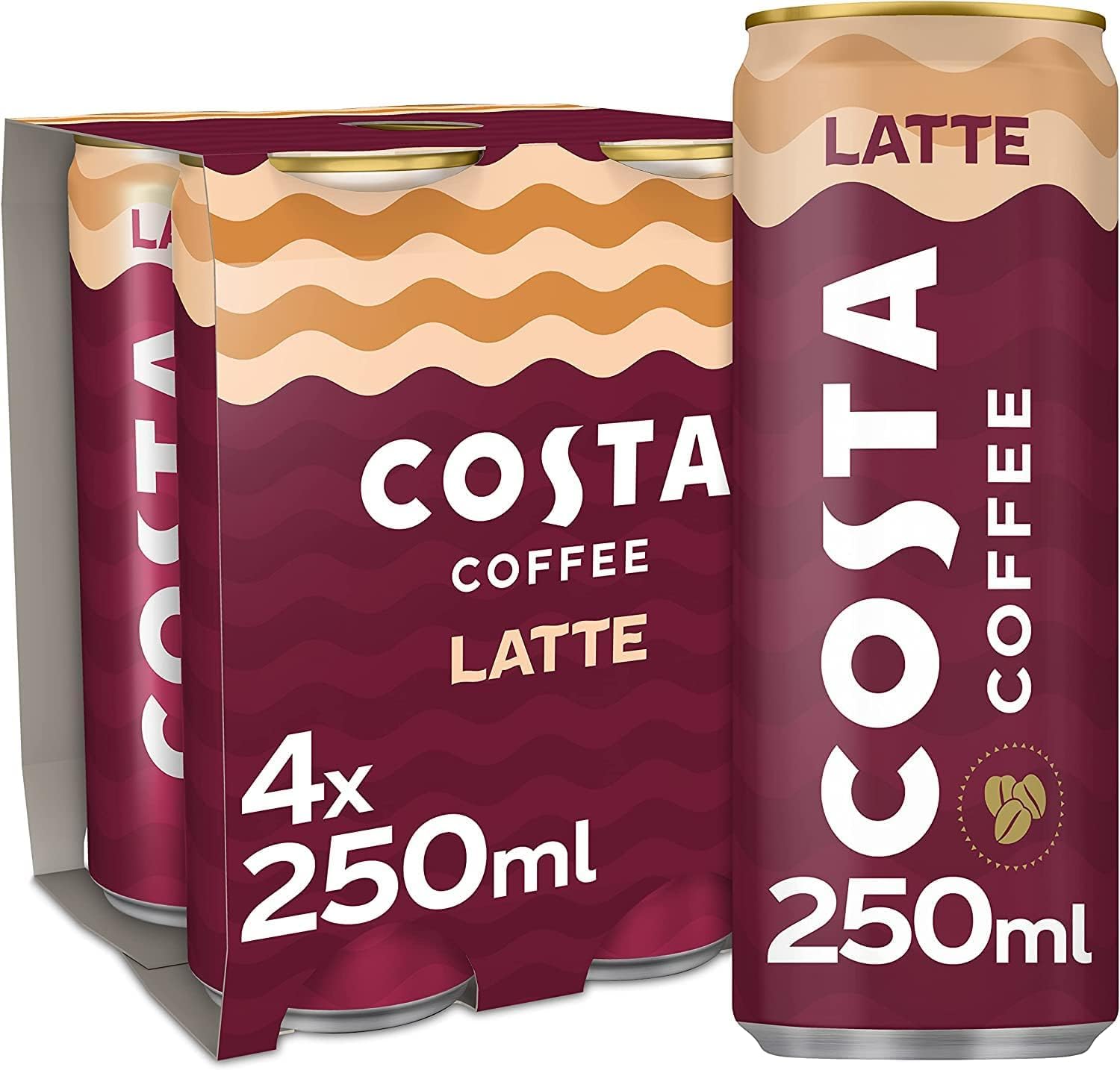 Costa Coffee Latte 4 x 250 ml – Cremiger Ready-to-Drink-Kaffee mit Mocha Italia Blend