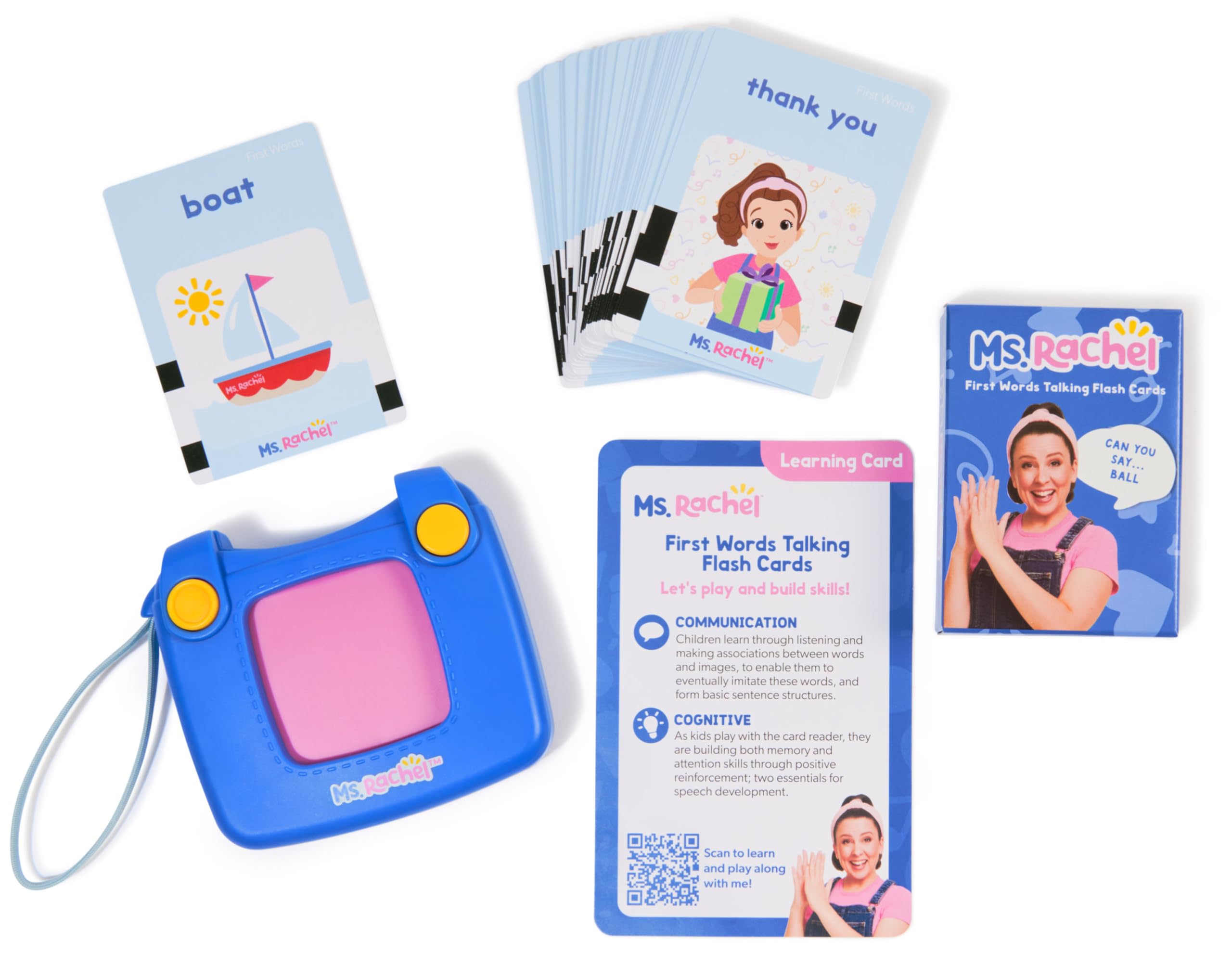 Ms. Rachel First Words Talking Flash Cards - Electronic Learning Reader for Toddlers 1-3