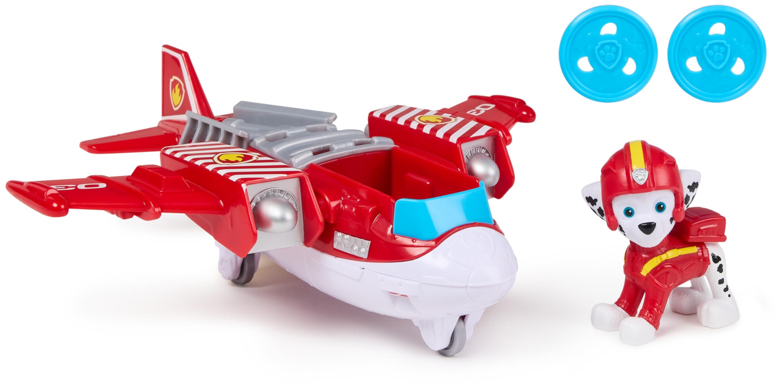 Paw Patrol Air Rescue Marshall Action Figure & Hero Hydro Plane Toy - Fire Rescue Vehicle with Water Disk Launcher